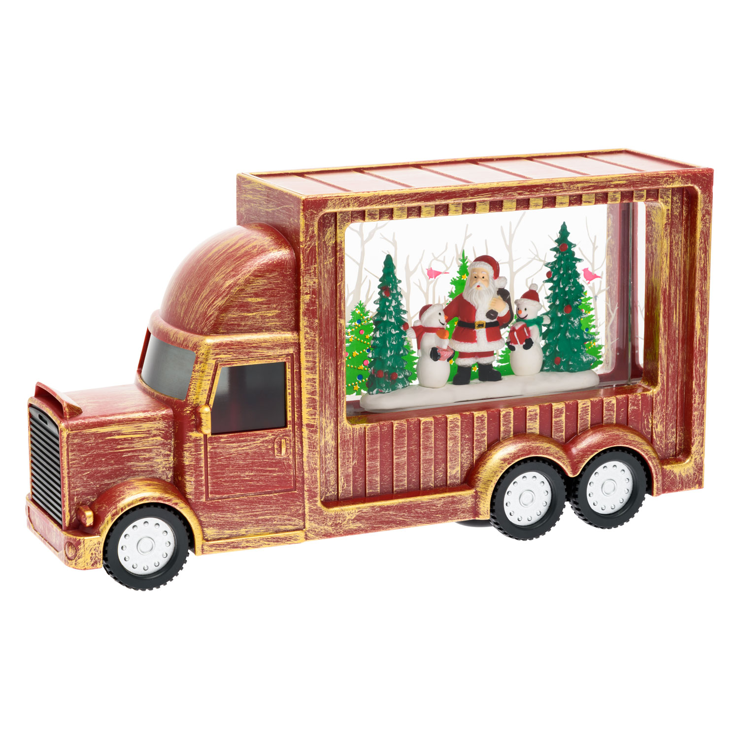 Lanterne de Noël rouge antique à piles Camion Cola avec neige paillettes 3 Lanterne de Noël rouge antique à piles Camion Cola avec neige paillettes 3