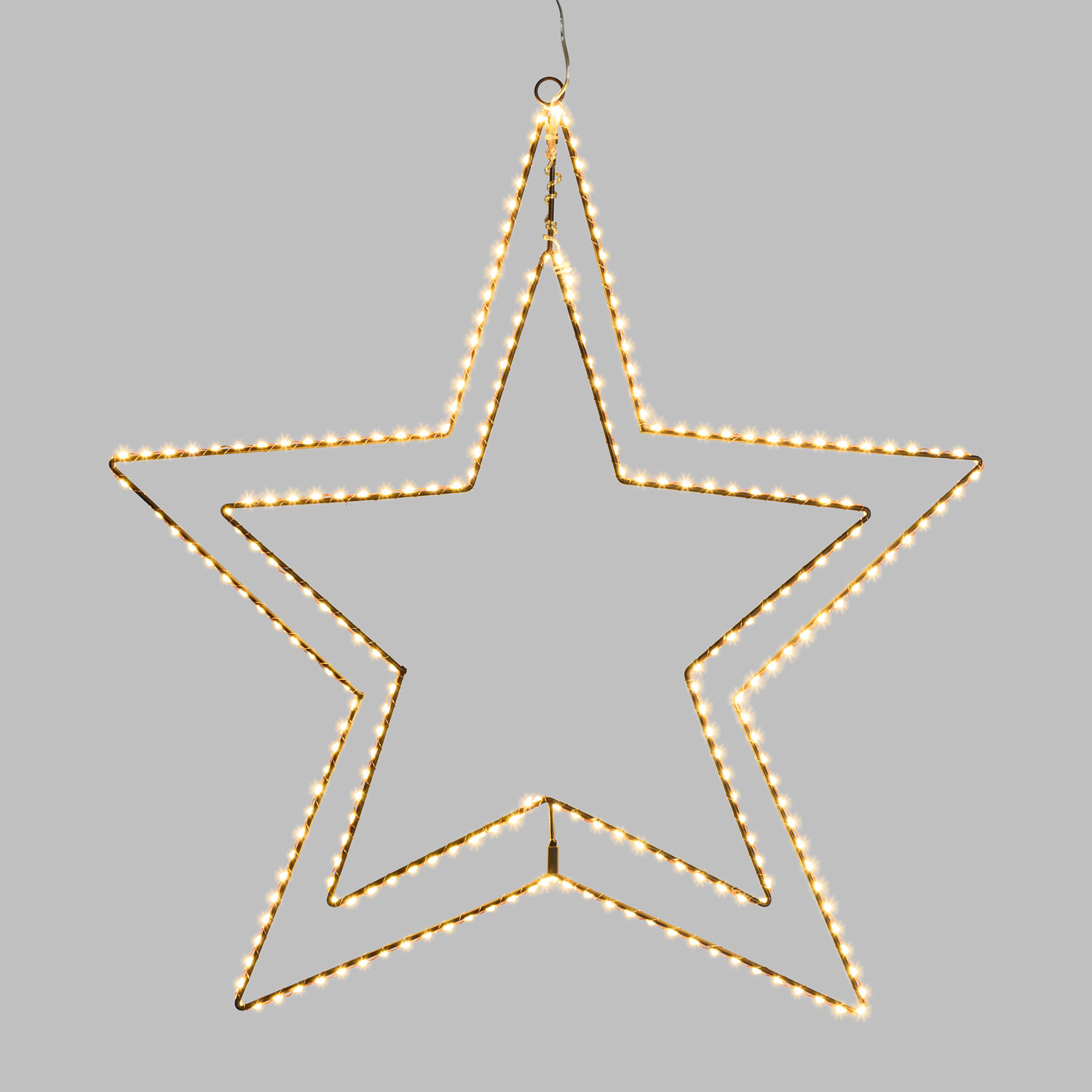 Doppelstern aus Kupferdraht mit warmweißen LEDs (70 cm) 5 Doppelstern aus Kupferdraht mit warmweißen LEDs (70 cm) 5