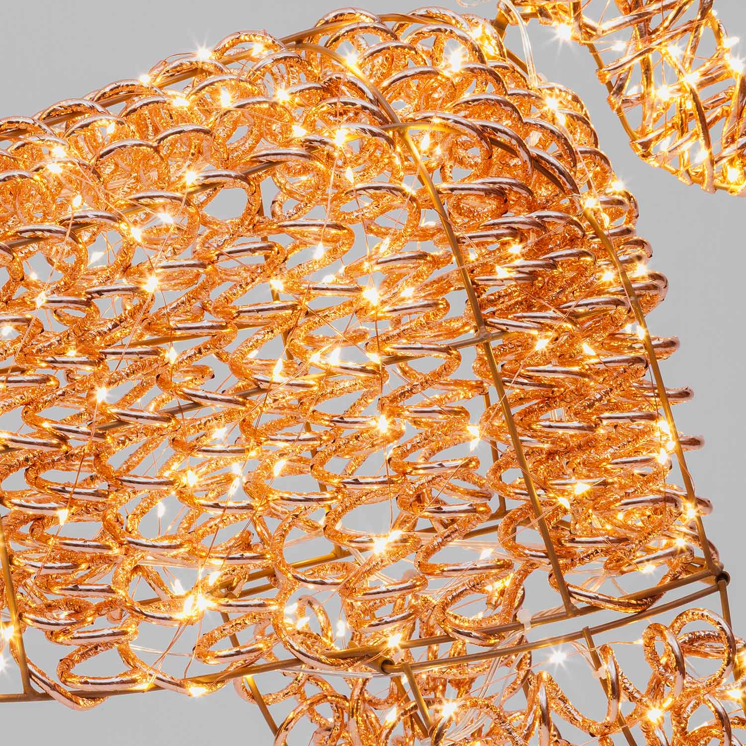 Renna in metallo 3D Rose Gold, filo a spirale, h 130 cm, 960 microled bianco caldo 4