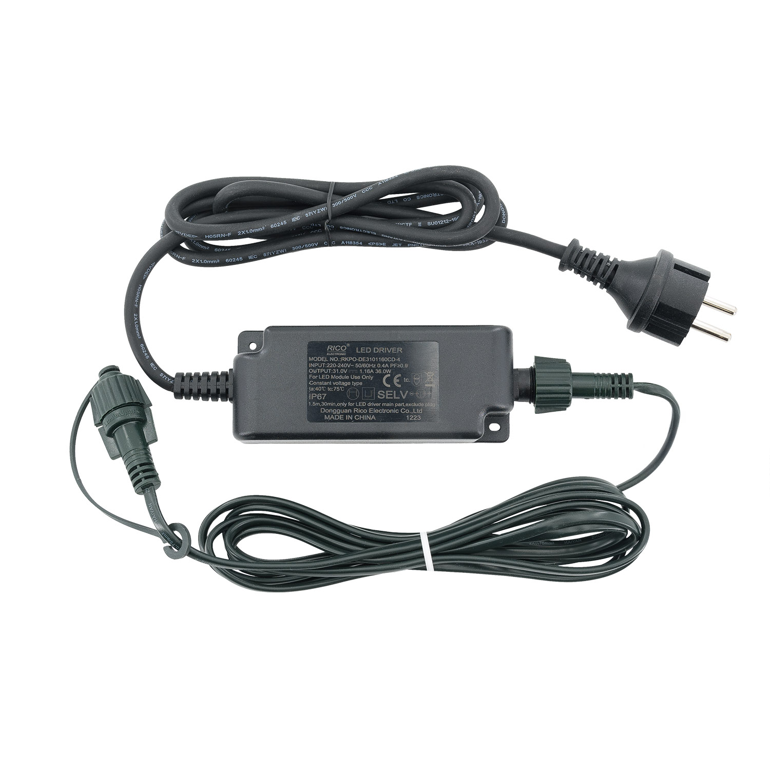 Transformateur Connect+ jusqu'à 2400 led, 36 Watt, flashing, câble vert