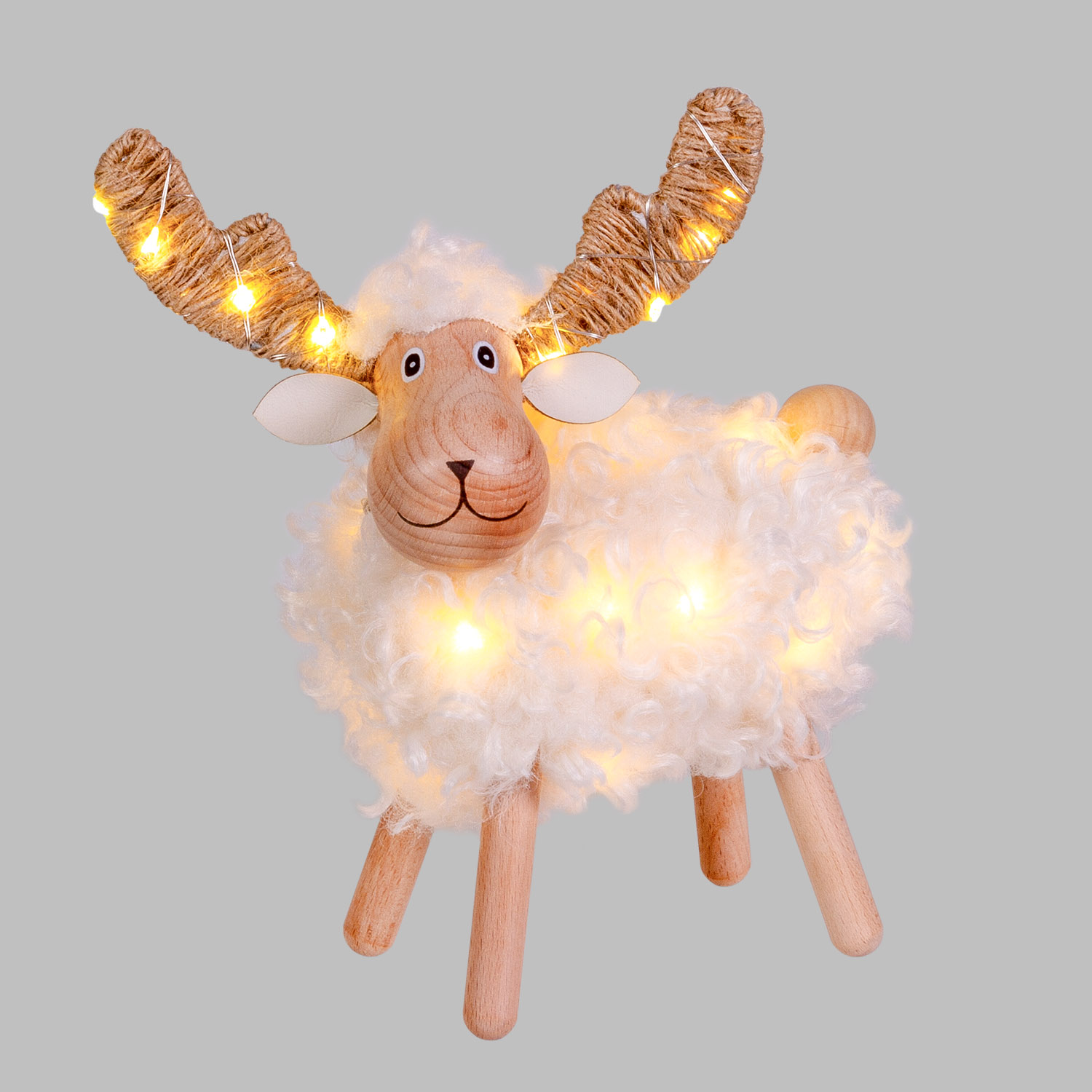 3D leuchtendes Schaf-Rentier aus Holz, batteriebetrieben, H 23 cm, Dual-Color Micro-LED in Warmweiß und Multicolor, für Innenbereich 2 3D leuchtendes Schaf-Rentier aus Holz, batteriebetrieben, H 23 cm, Dual-Color Micro-LED in Warmweiß und Multicolor, für Innenbereich 2