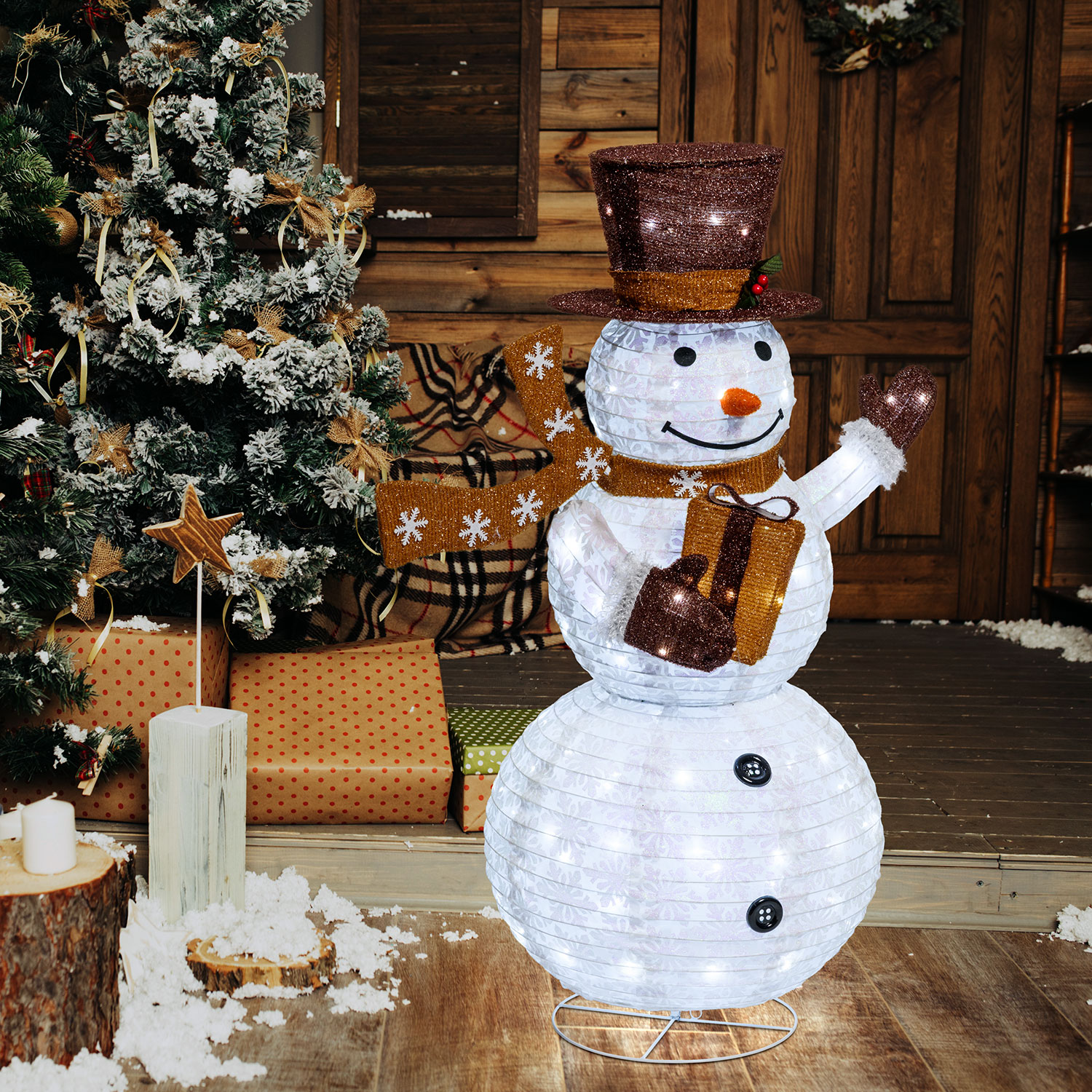 Muñeco de Nieve 3D plegable h. 125 cm, led blanco frío 9 Muñeco de Nieve 3D plegable h. 125 cm, led blanco frío 9