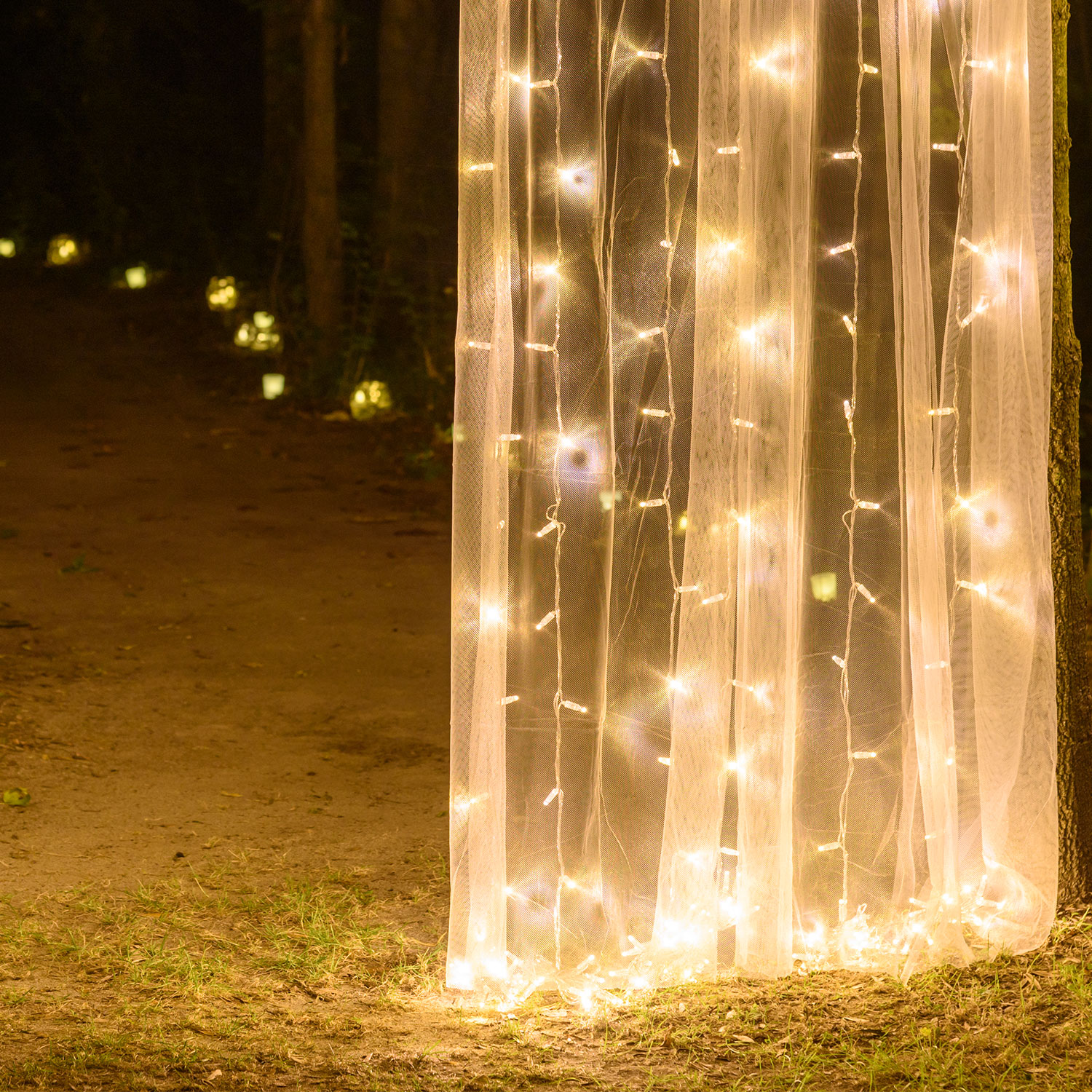 Lichtervorhang 1 x h 5 m, 210 Maxi LEDs warmweiß, transparentes Kabel, erweiterbar 8 Lichtervorhang 1 x h 5 m, 210 Maxi LEDs warmweiß, transparentes Kabel, erweiterbar 8
