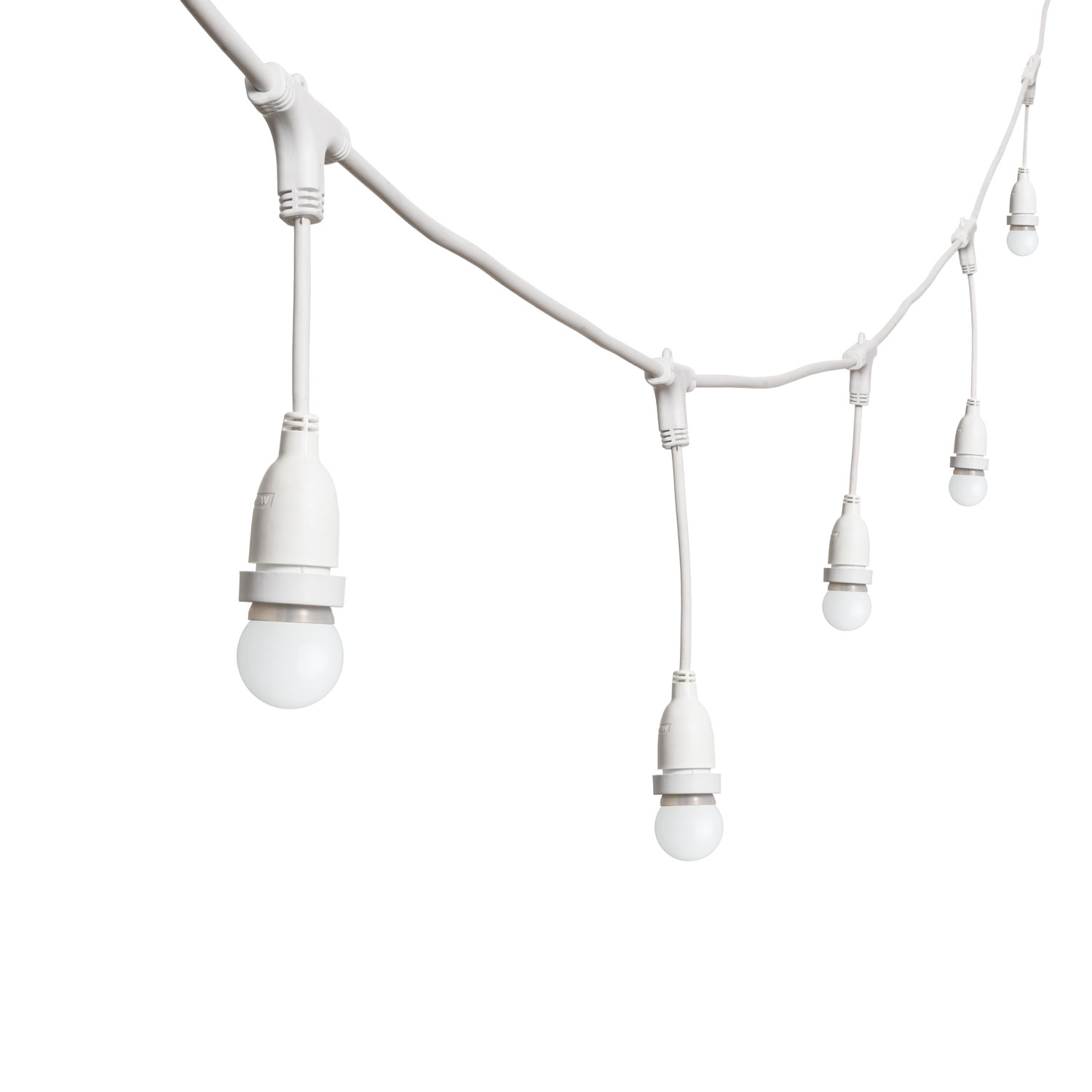 Catena 5 m, 8 lampadine led pendenti globo Ø 45 mm di 1,2 Watt, h 30 cm, prolungabile Catena 5 m, 8 lampadine led pendenti globo Ø 45 mm di 1,2 Watt, h 30 cm, prolungabile