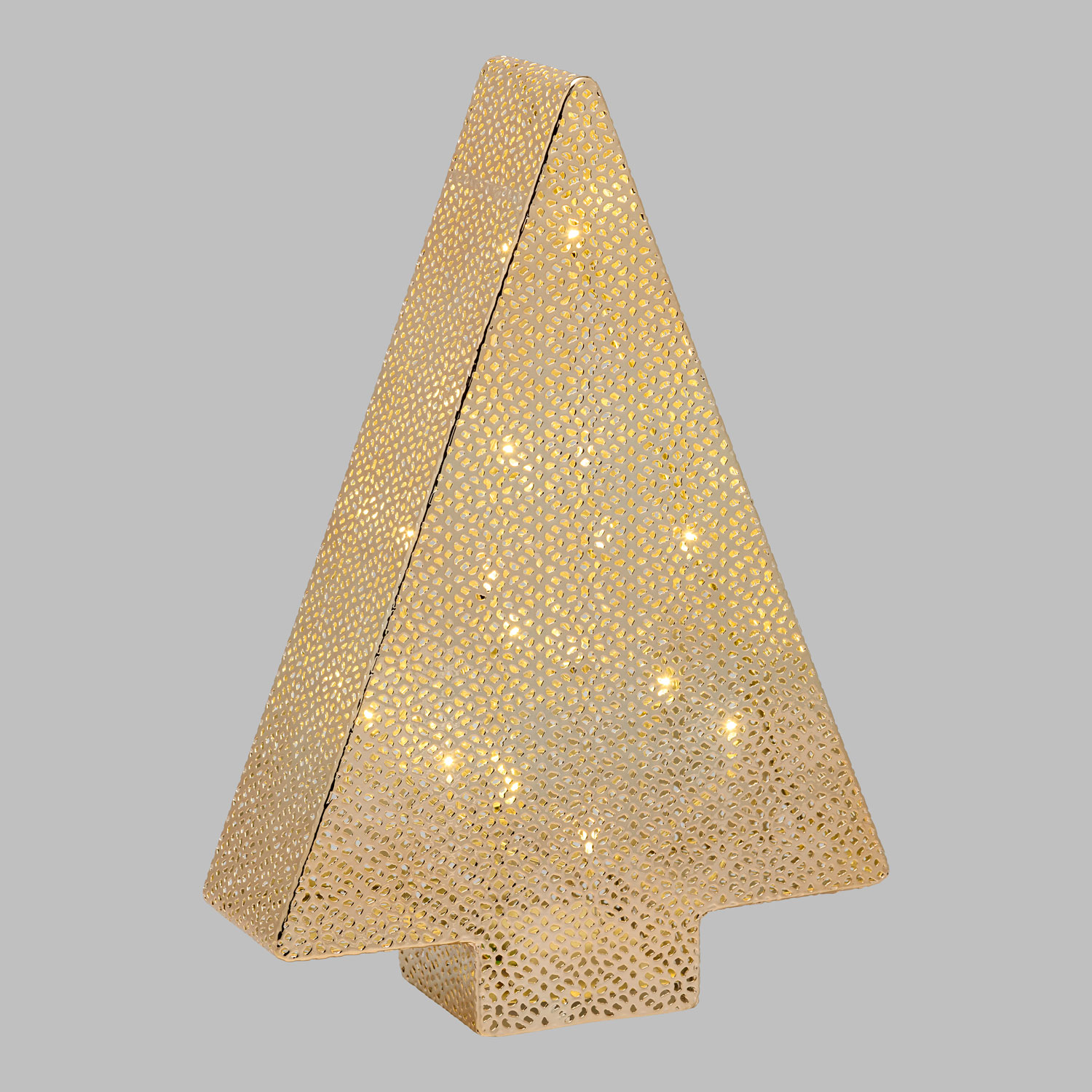 h 38 cm, 30 Warm White LEDs, Champagne Perforated Metal Christmas Tree 2 h 38 cm, 30 Warm White LEDs, Champagne Perforated Metal Christmas Tree 2