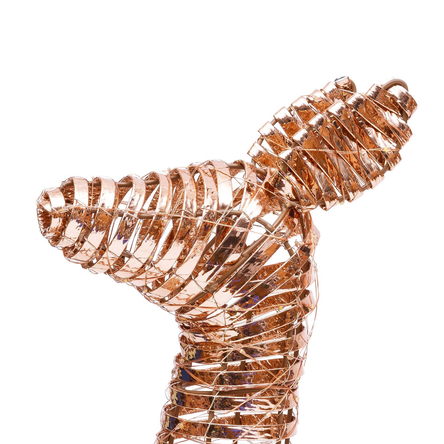 Renna cucciolo a coste 3D Rose Gold, h 70 cm, 400 microled bianco caldo 3