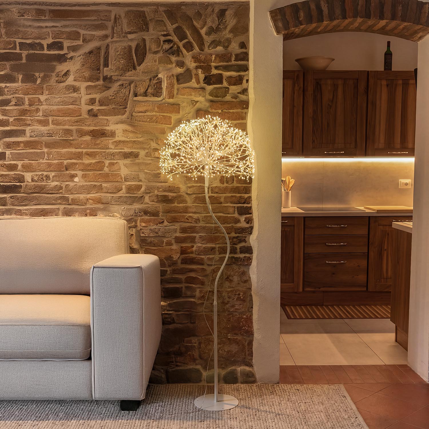 Albero Ramo sfera RICCO bianco, h 160 cm, 1350 microled bianco caldo, uso interno 6