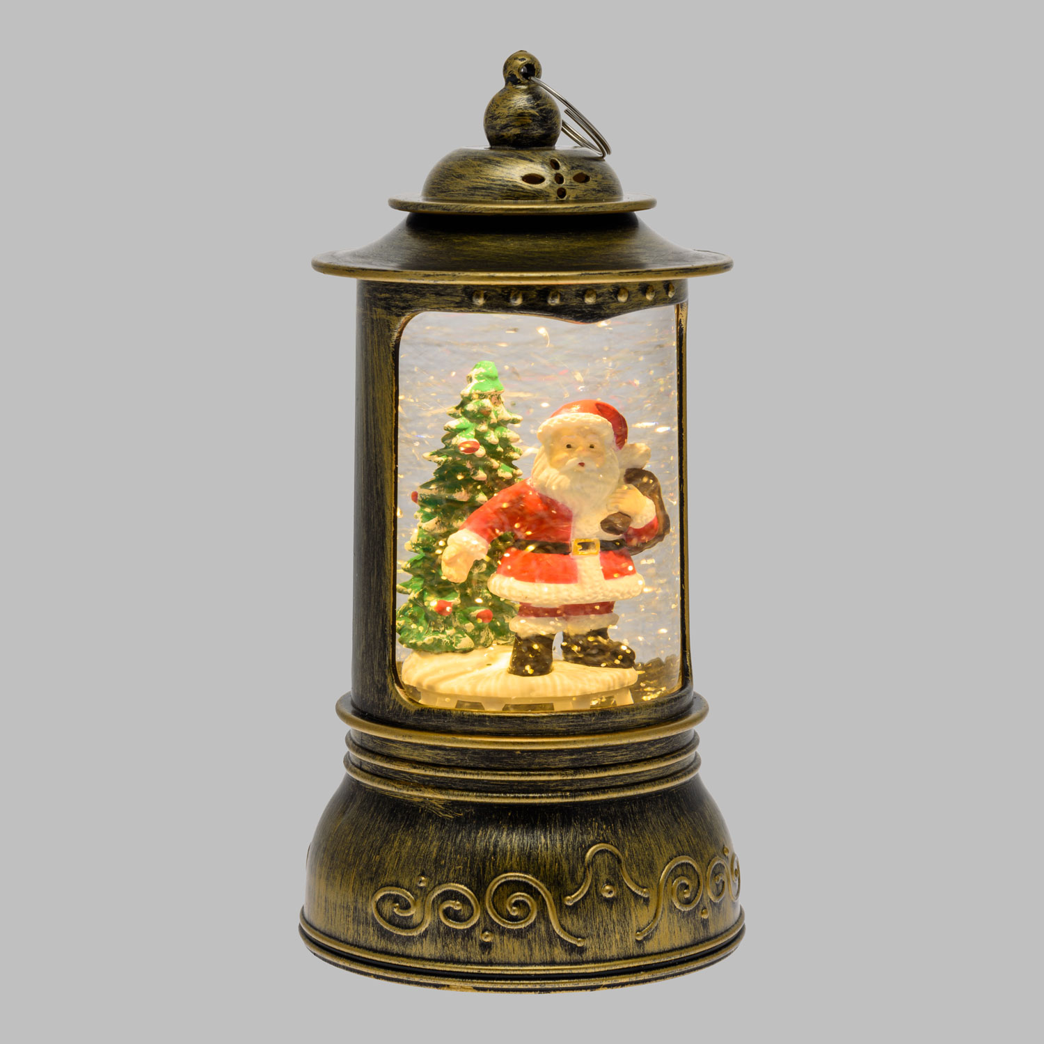 Farol cilíndrico navideño a pilas, con purpurina brillante en el agua 3 Farol cilíndrico navideño a pilas, con purpurina brillante en el agua 3