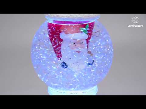 Kugel mit umgedrehtem Weihnachtsmann, H. 21 cm, mehrfarbiger RGB-LED-Glitzer 2 Kugel mit umgedrehtem Weihnachtsmann, H. 21 cm, mehrfarbiger RGB-LED-Glitzer 2