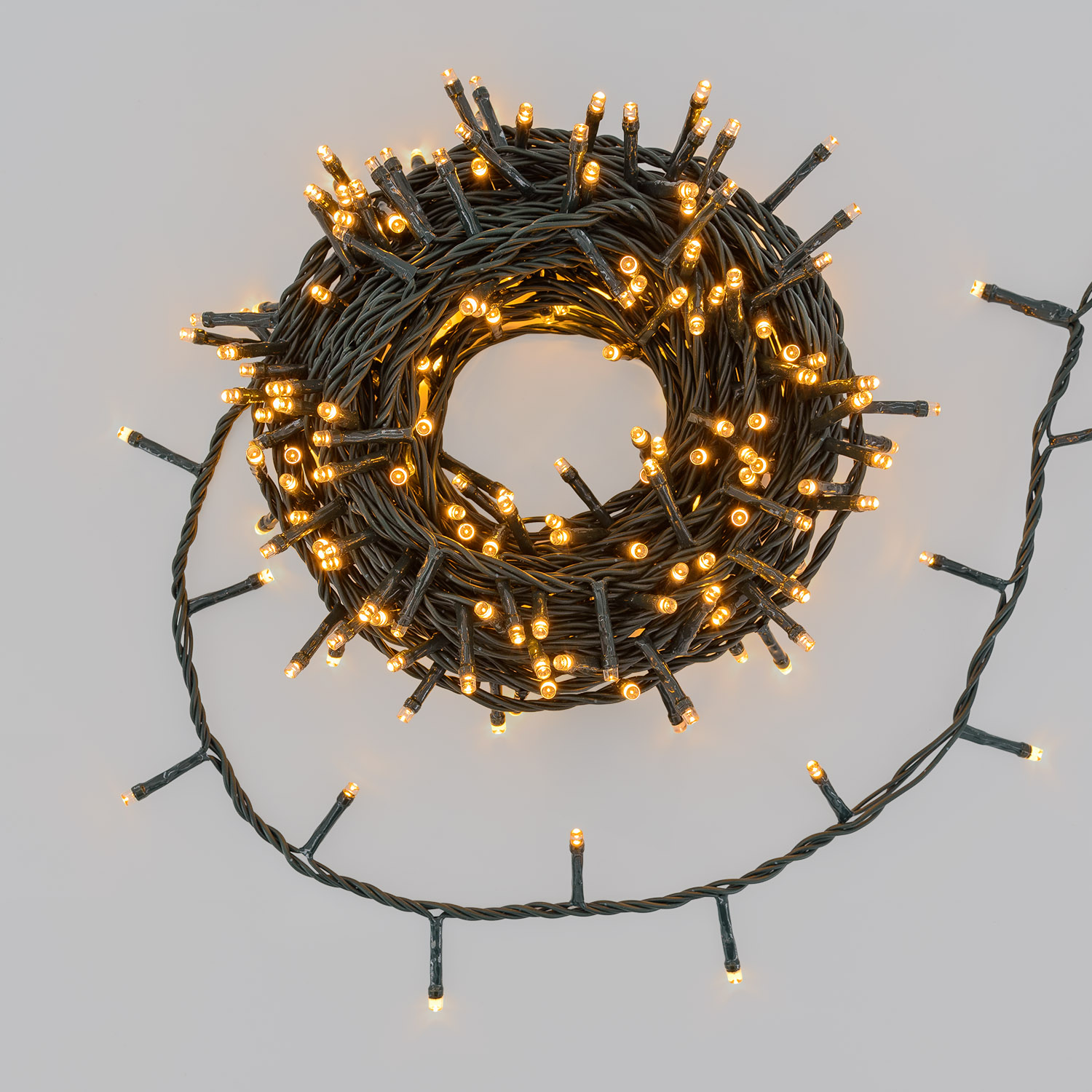 Catena Connect+ 12 m, 240 led bianco caldo, cavo verde, prolungabile