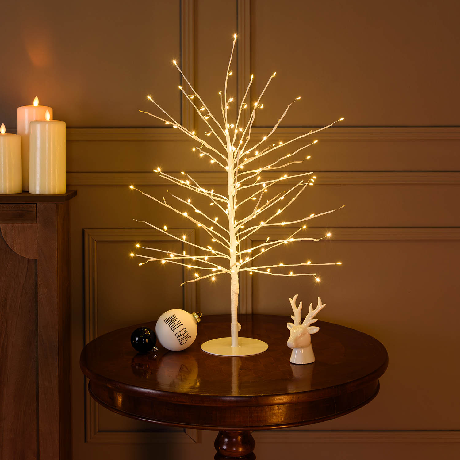 Arbre Branche de Tilleul blanc h 0,6 m, 160 microled blanc chaud, intérieur Arbre Branche de Tilleul blanc h 0,6 m, 160 microled blanc chaud, intérieur