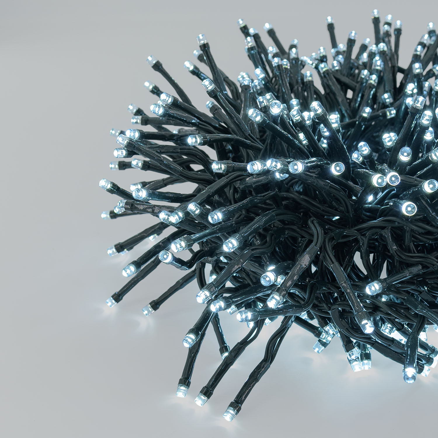 Guirnalda Festón Connect+ 5 m, 500 led blanco frío, cable verde, prolongable 5