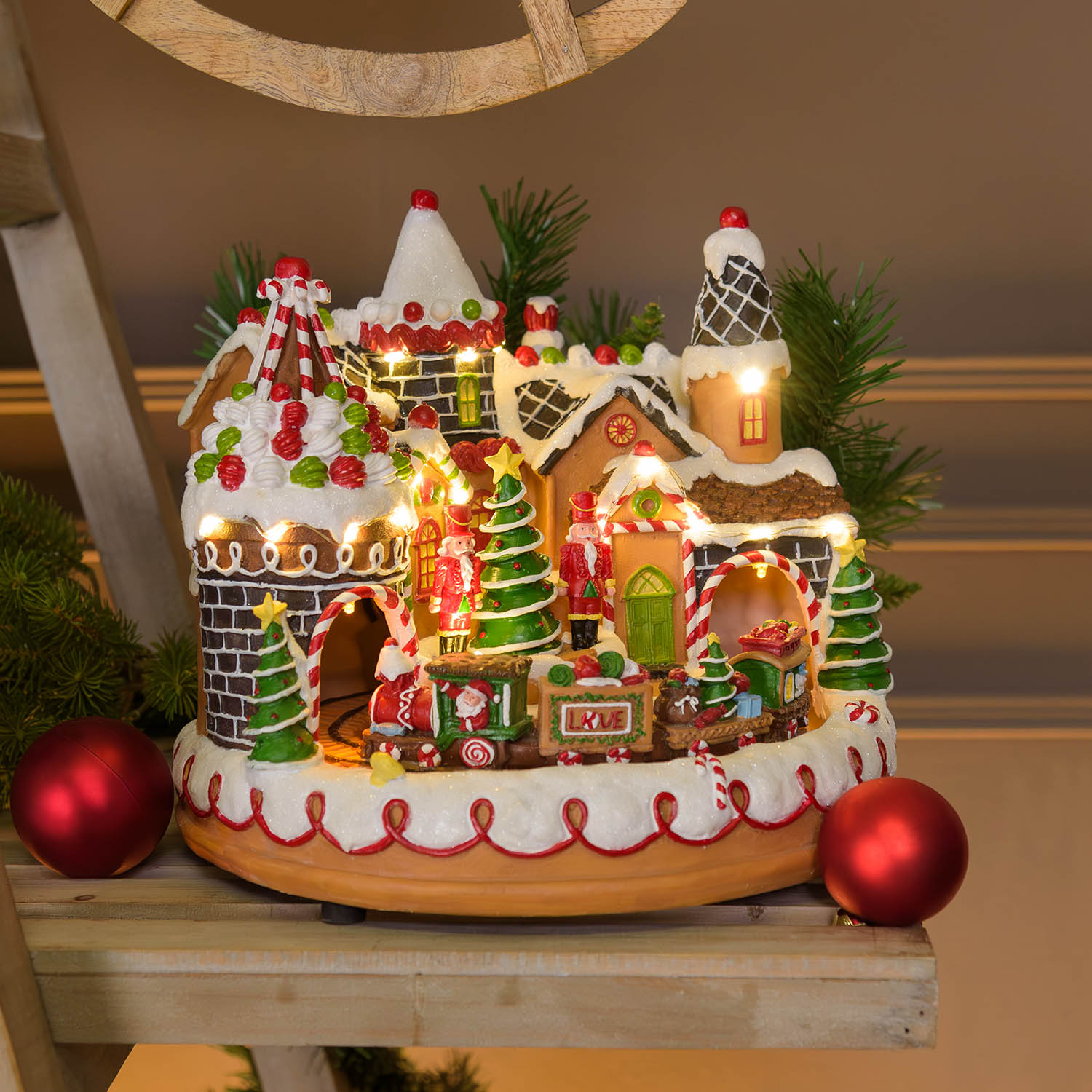Christmas Village, Candy Village with rotating train, h 25 cm, Christmas music Christmas Village, Candy Village with rotating train, h 25 cm, Christmas music