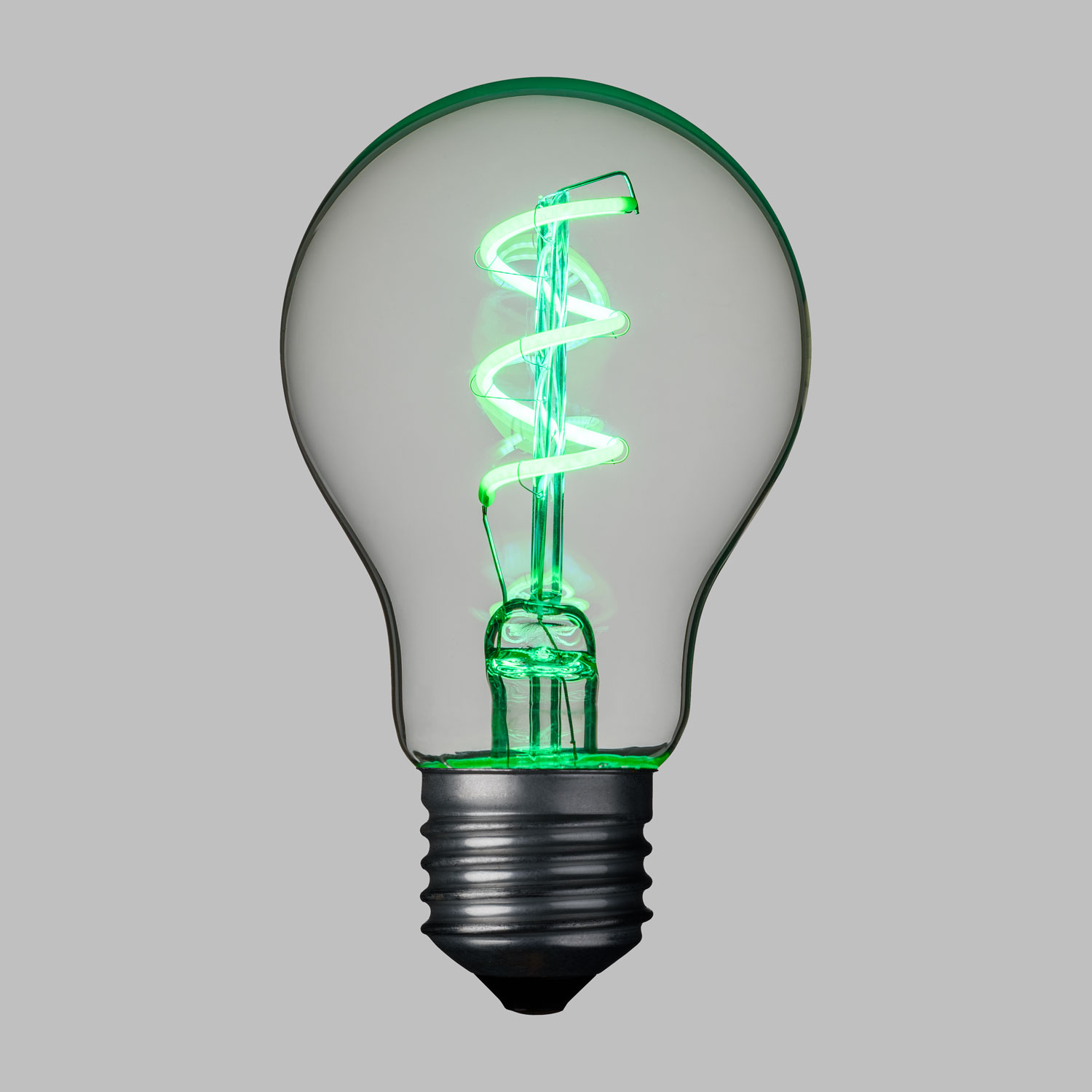 Serie VINTAGE LED 36V, Lampadina a goccia Ø 60 mm in vetro, led a spirale, verde Serie VINTAGE LED 36V, Lampadina a goccia Ø 60 mm in vetro, led a spirale, verde