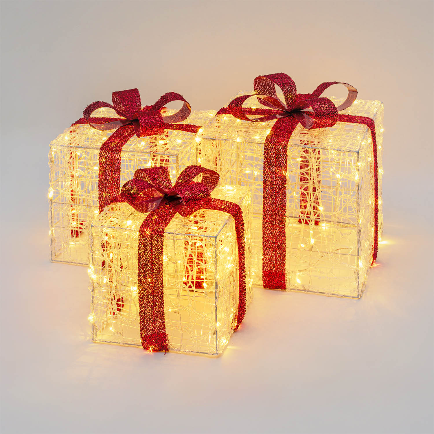 Set 3 Pacchi Regalo in acrilico, 240 Dual Color LED bianco caldo e bianco freddo 8
