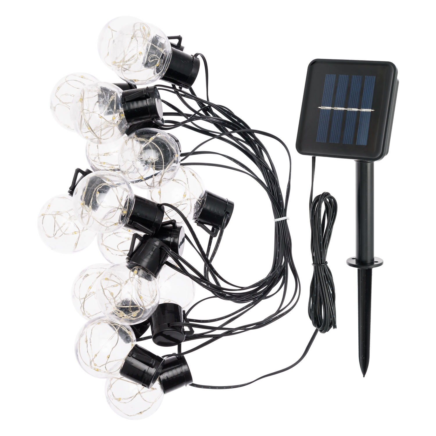 Guirnalda solar de 6 m, 15 bombillas transparentes globo Ø 50 mm, microled blanco cálido 8 Guirnalda solar de 6 m, 15 bombillas transparentes globo Ø 50 mm, microled blanco cálido 8