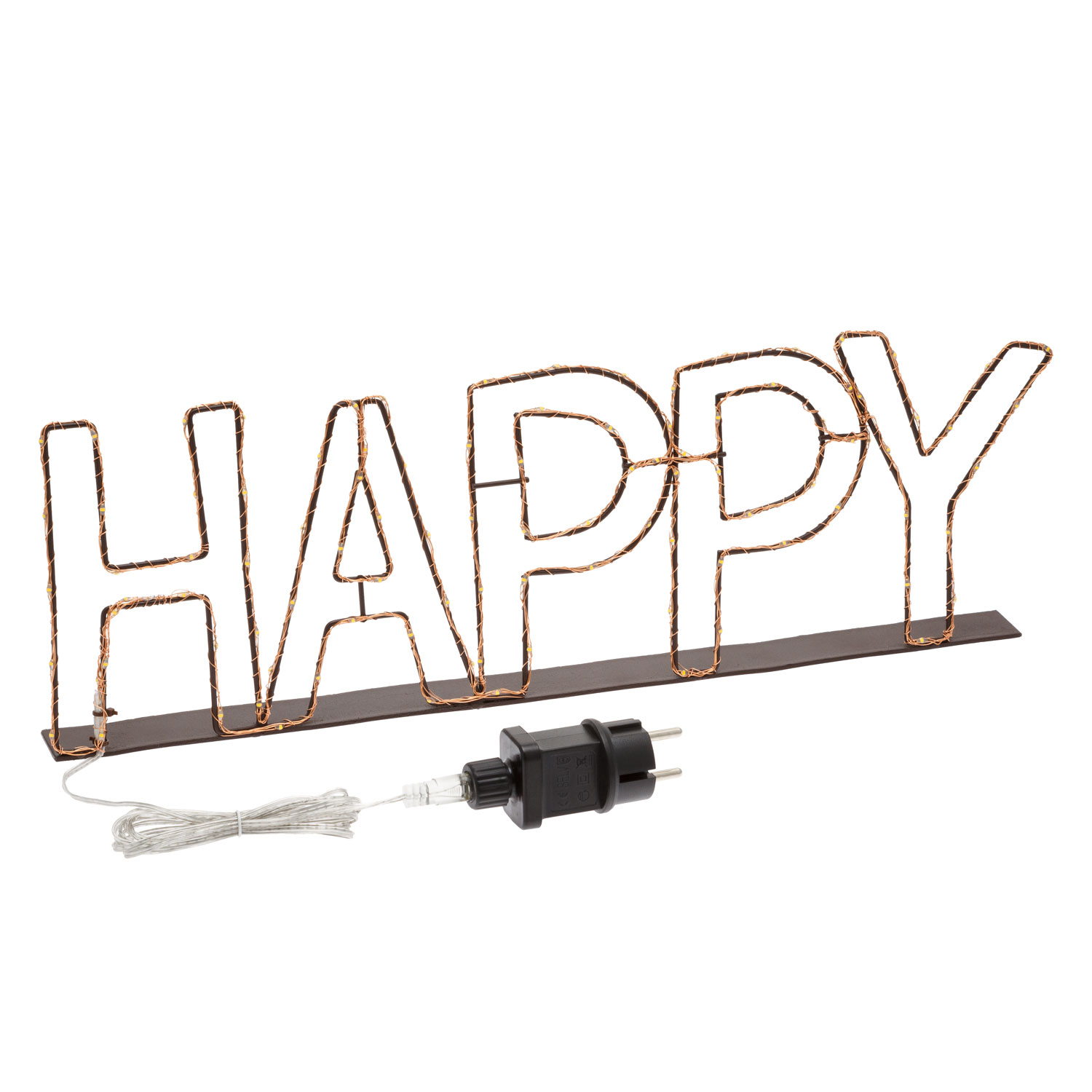 3D Happy Sign in Brown Metal, 100 Warm White MicroLEDs 4 3D Happy Sign in Brown Metal, 100 Warm White MicroLEDs 4