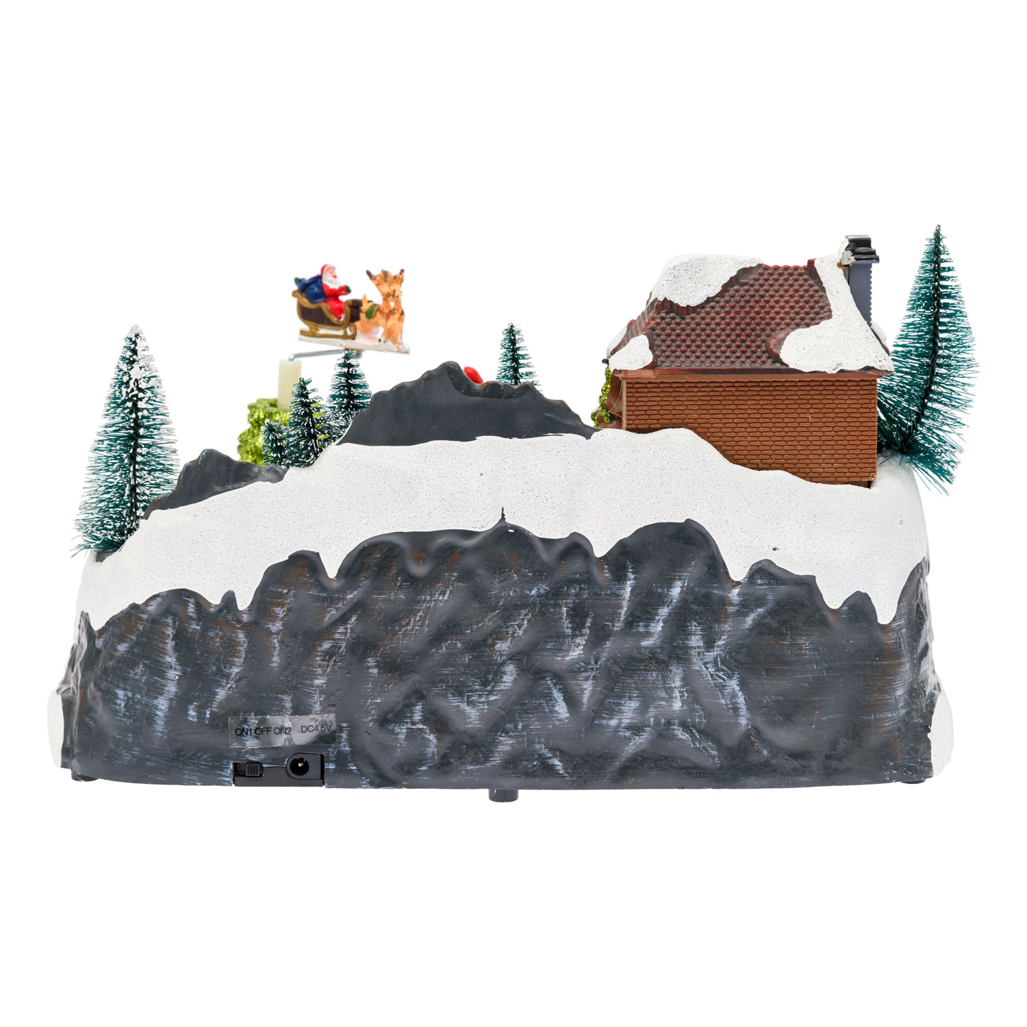 Villaggio di Natale con Paesaggio Innevato, Trenino e Babbo su Slitta rotanti, Ruscello fibre ottiche, h 18 cm, musiche natalizie 5 Villaggio di Natale con Paesaggio Innevato, Trenino e Babbo su Slitta rotanti, Ruscello fibre ottiche, h 18 cm, musiche natalizie 5