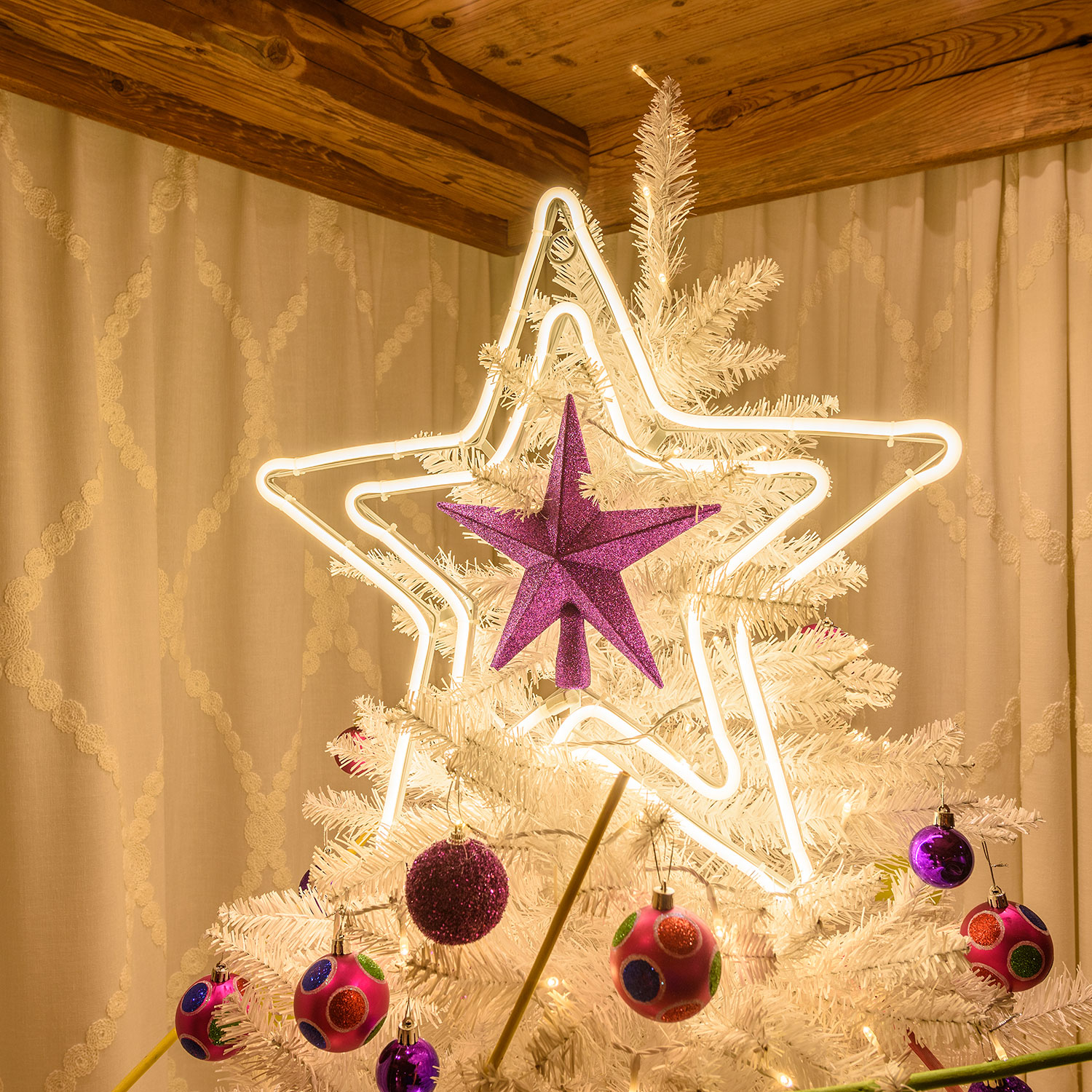 Puntale Per Albero Di Natale Illuminato DIYDEC – Stella Glitterata Oro, 34,9 Cm, Con 20 Luci LED, Alimentazione A Batteria, Per Interni
