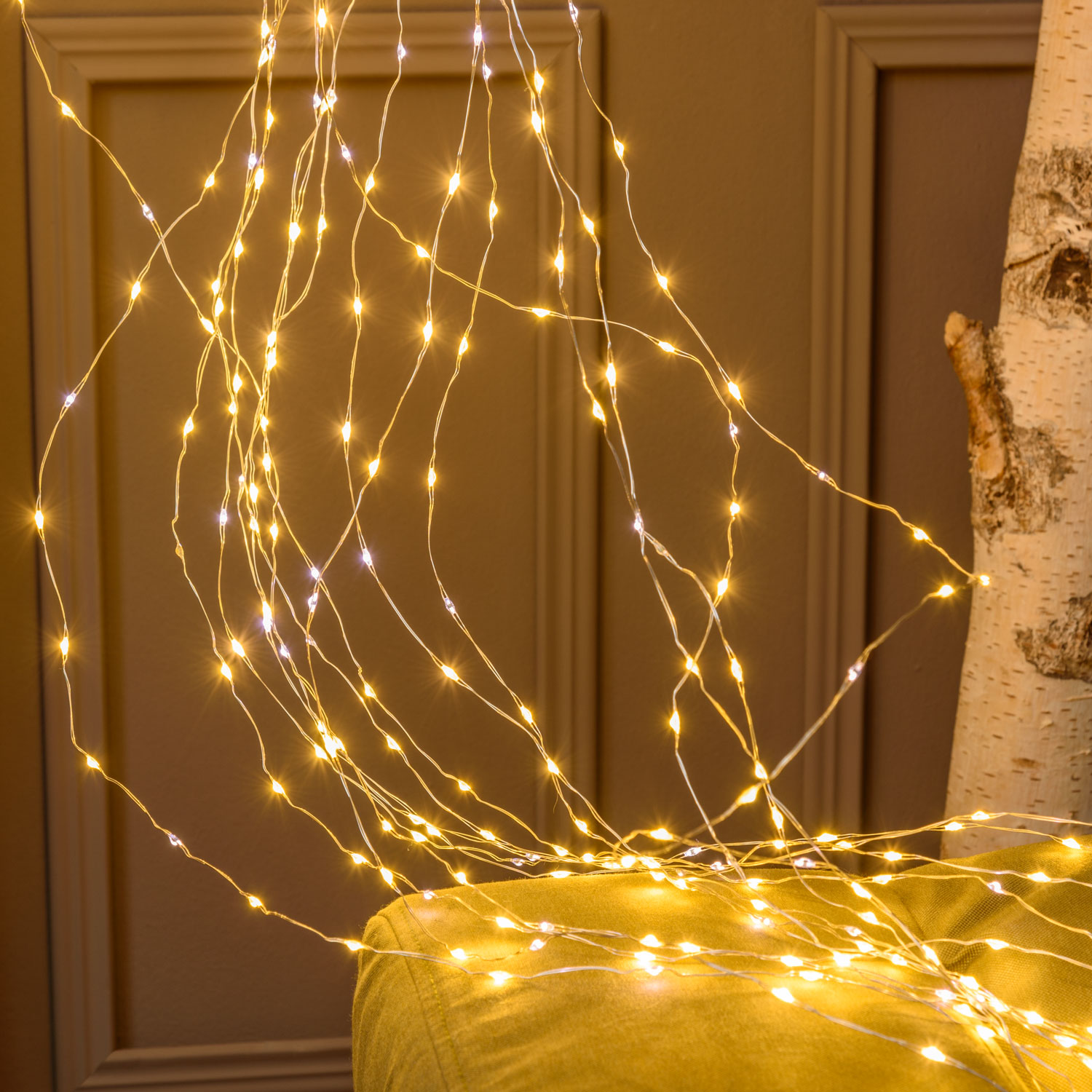 4m 1200 Warm White and White MicroLEDs Cascade of Light with 15 falls, Silver Metal Wire 6 4m 1200 Warm White and White MicroLEDs Cascade of Light with 15 falls, Silver Metal Wire 6