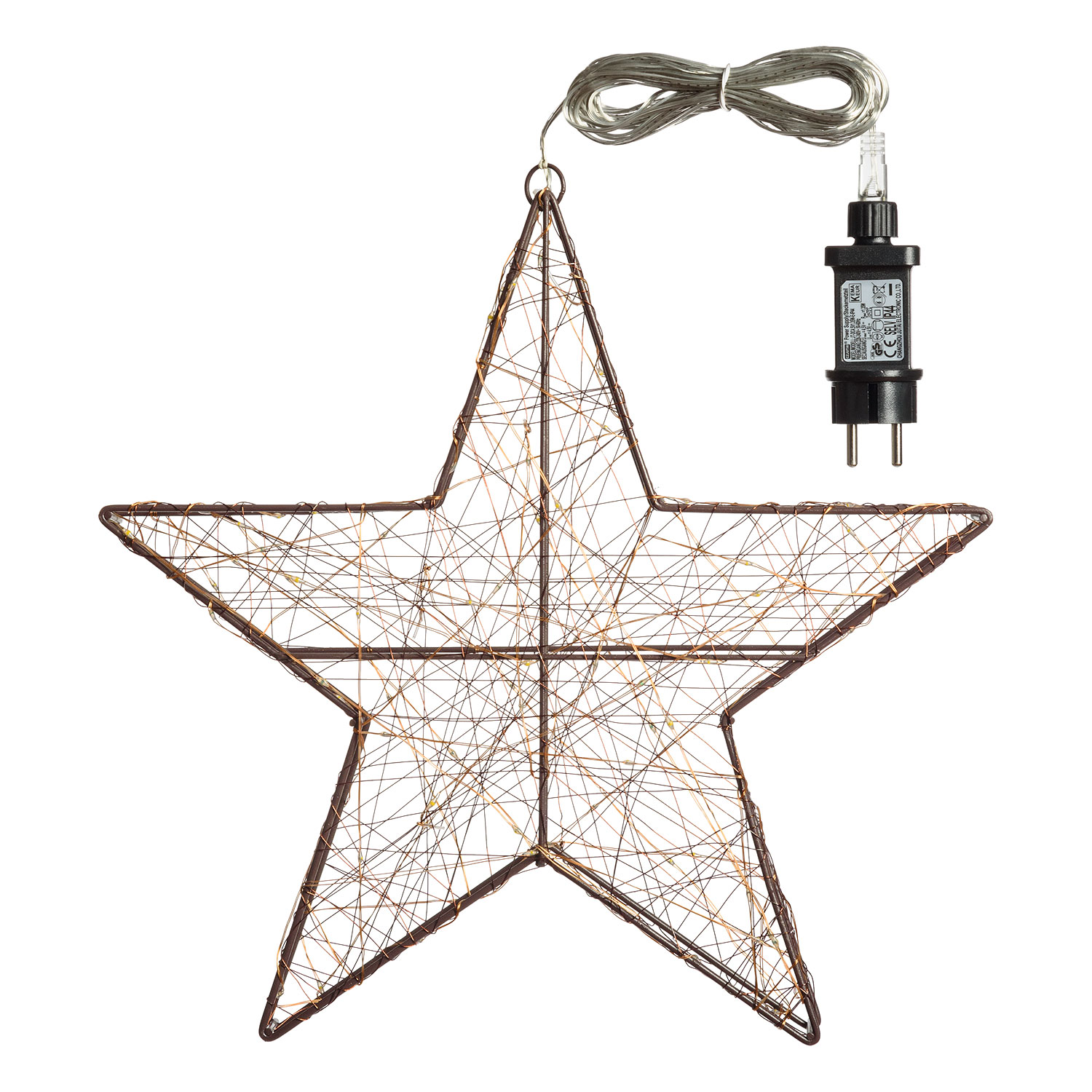 3D Star in Brown Metal Christmas Figure, Ø 40cm, 80 Warm White MicroLEDs 2 3D Star in Brown Metal Christmas Figure, Ø 40cm, 80 Warm White MicroLEDs 2