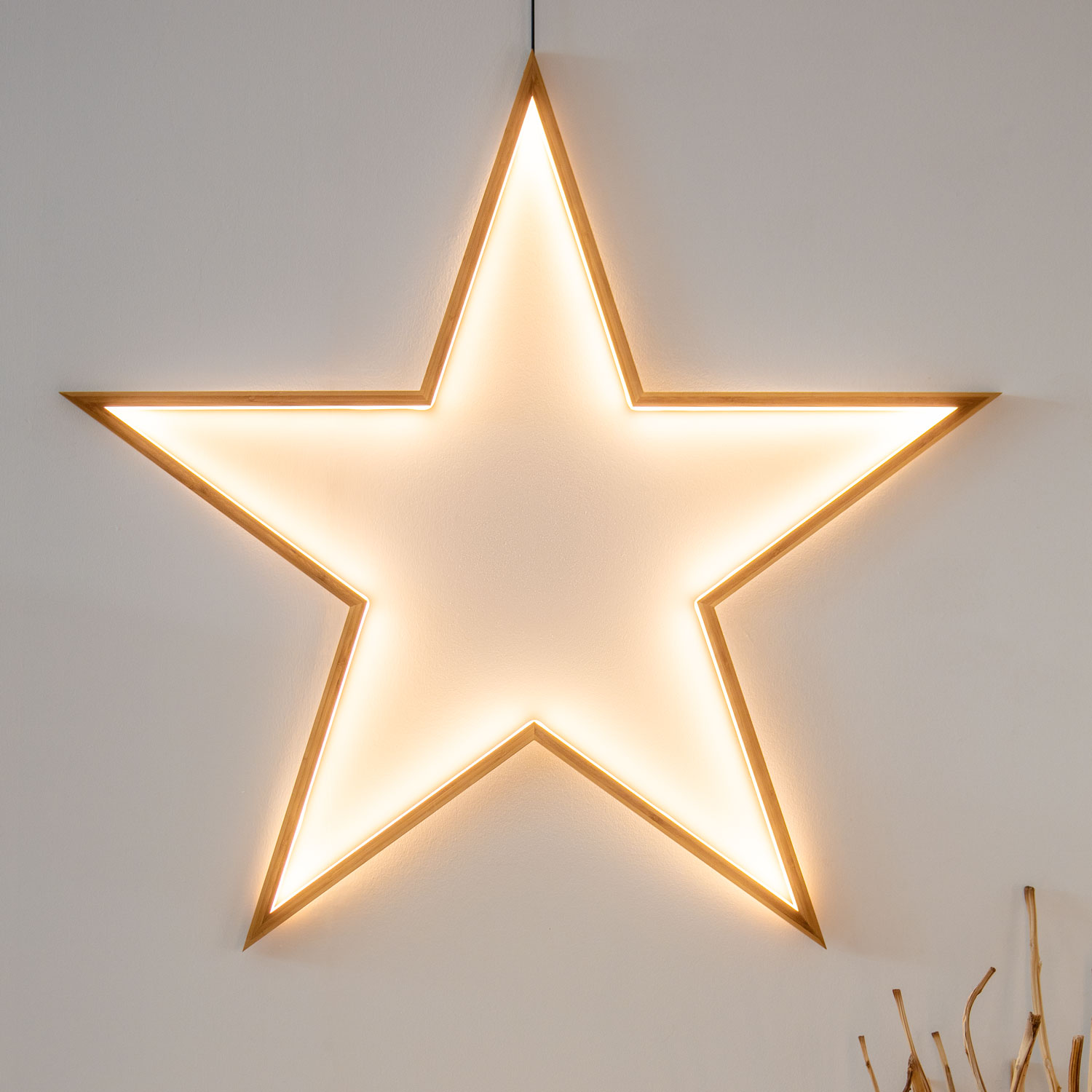 Estrella de madera natural, 110 cm, led blanco cálido 1 Estrella de madera natural, 110 cm, led blanco cálido 1