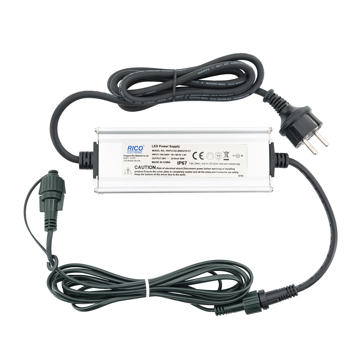 Trasformatore Connect+ fino a 6000 led, 90 Watt, cavo verde