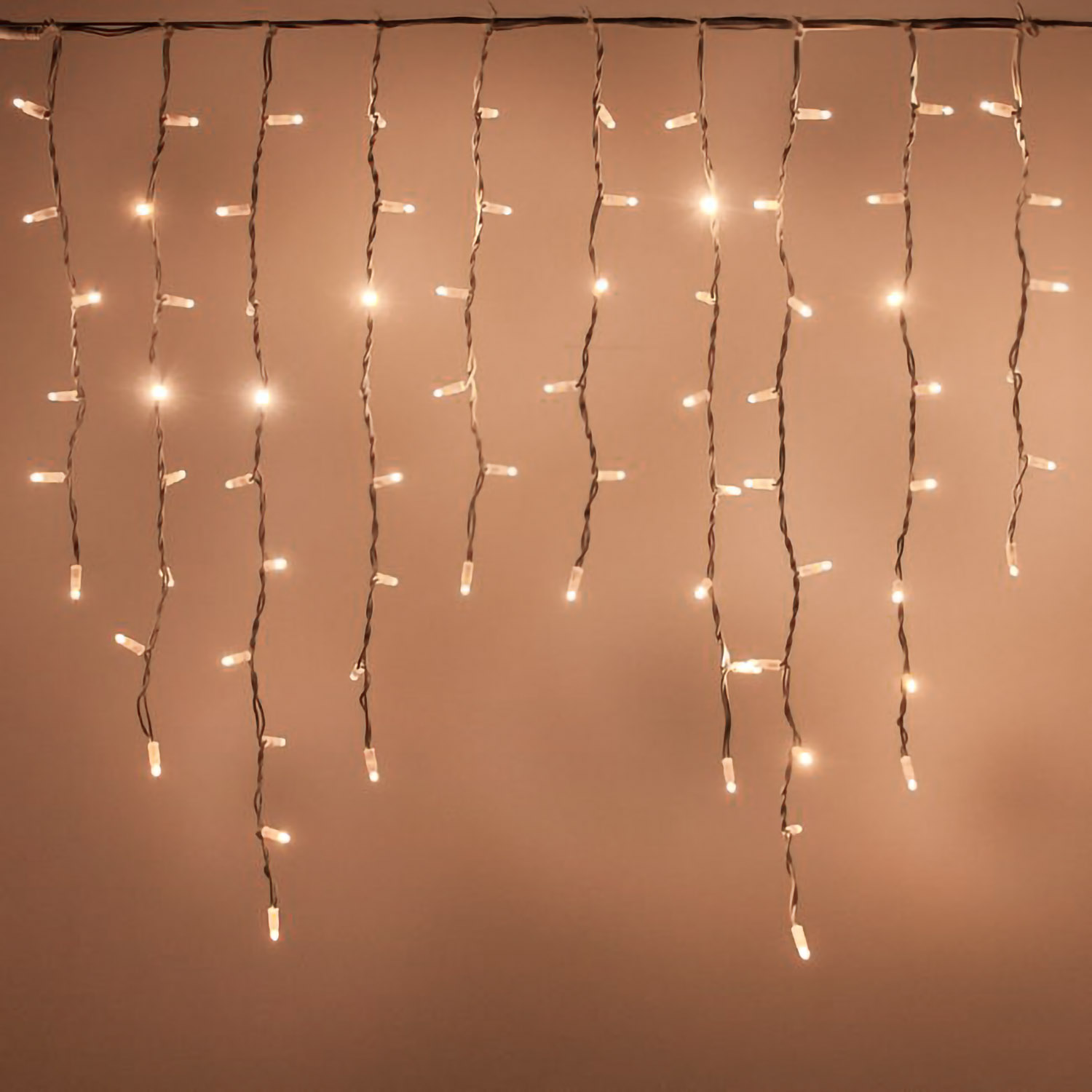 Stalattite 3 x h 0,9 m, 228 maxiled bianco caldo SOFT, cavo verde, prolungabile, IP67