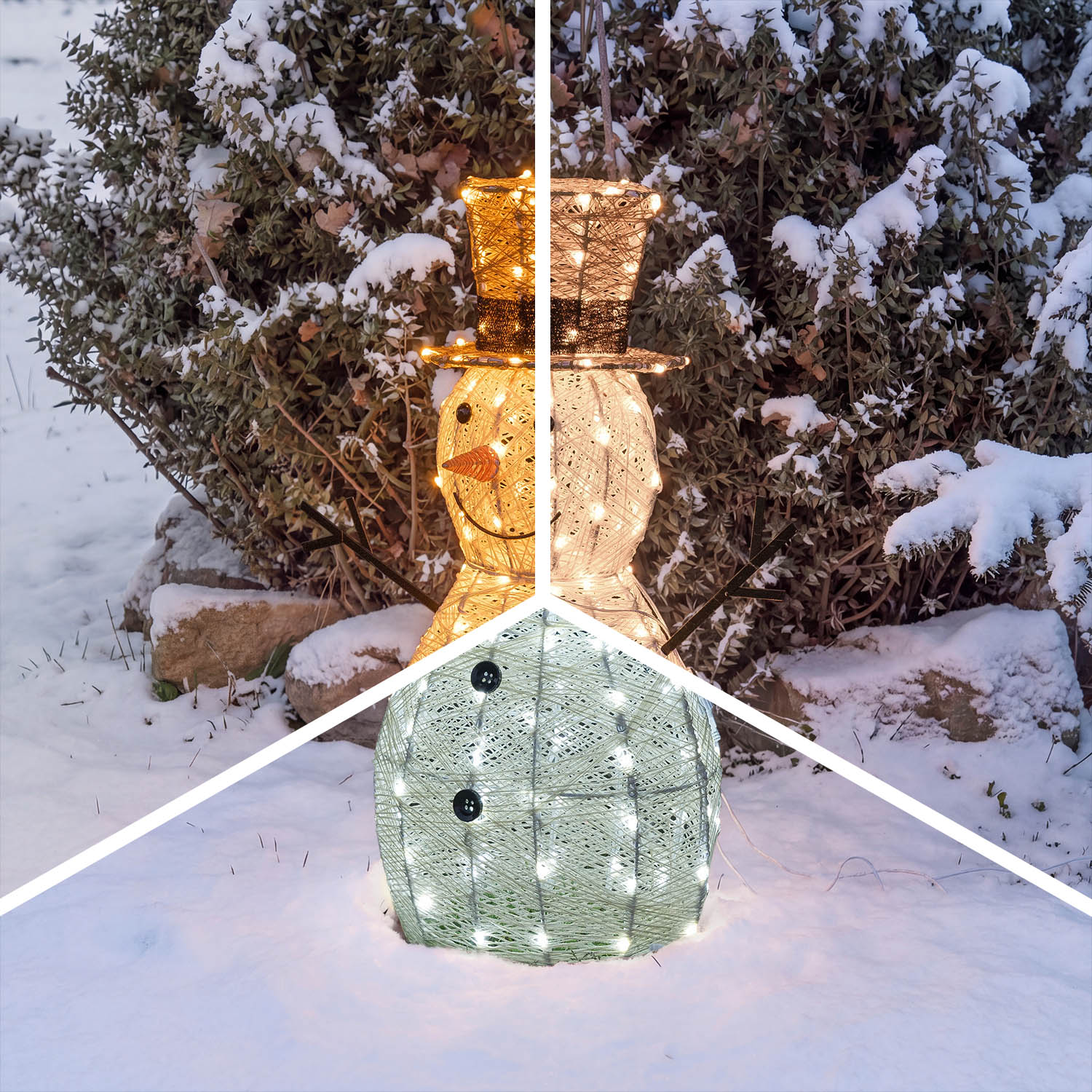 Pupazzo di Neve 3D Light Cream & Brown, h 70 cm, 160 Dual LED bianco extra caldo e bianco freddo