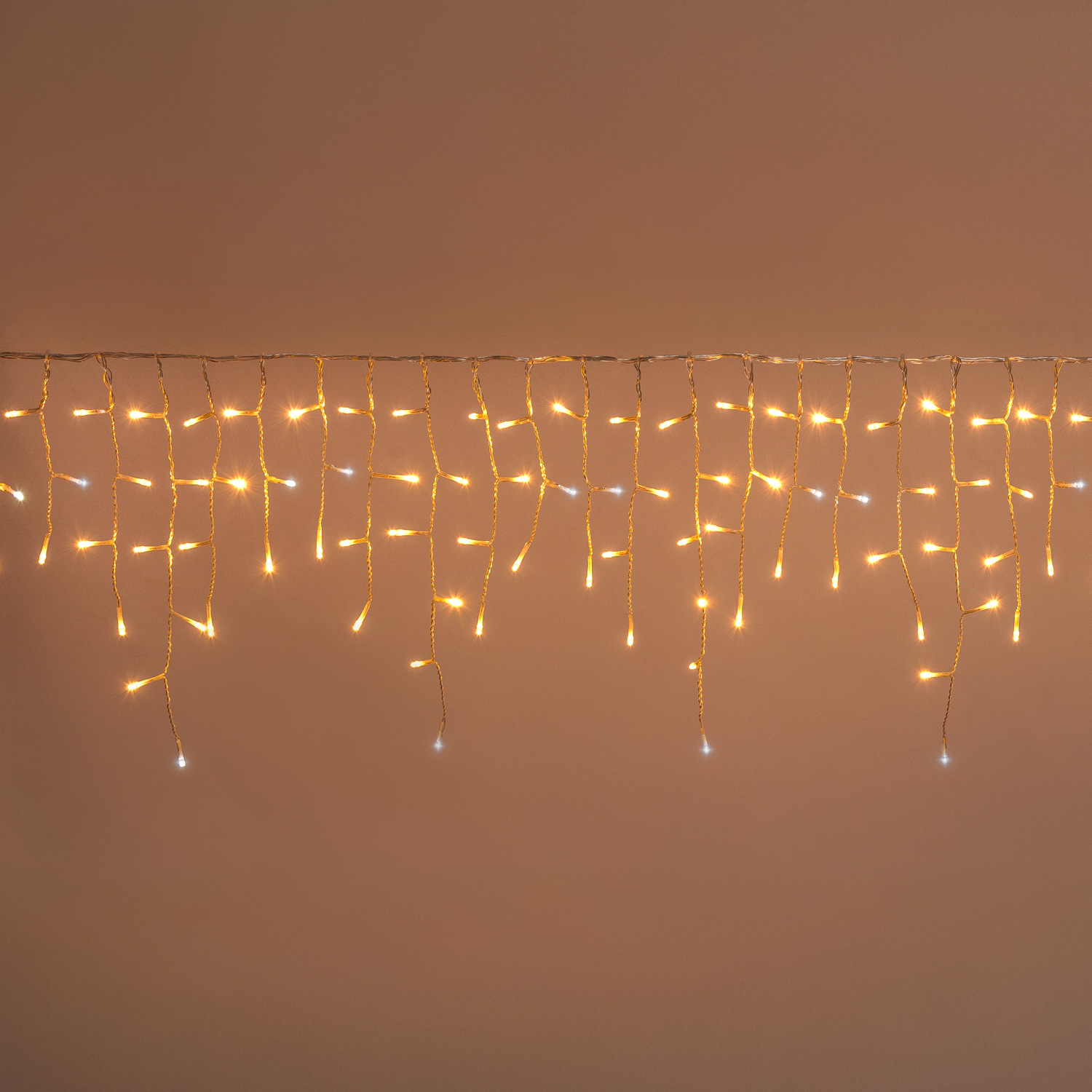 Stalattite Connect+ 5 x h 0,36 m, 400 led bianco caldo e bianco freddo, cavo trasparente, prolungabile