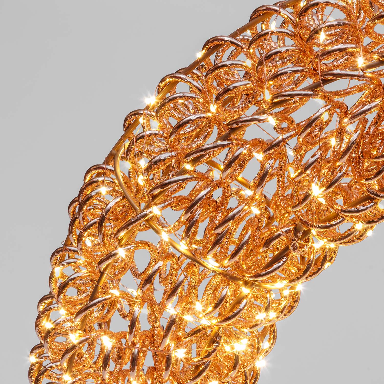 Corona in metallo 3D Rose Gold, filo a spirale, ∅70 cm, 960 microled bianco caldo 4