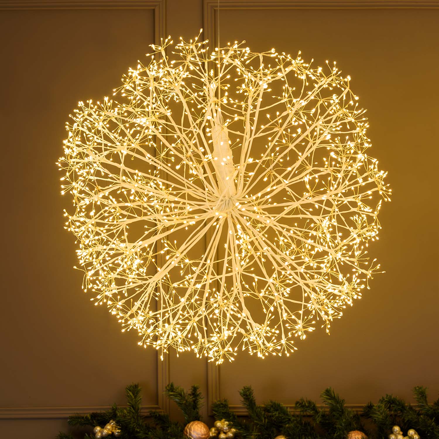 RICCO Sphere with White Branches, Ø 80 cm, 2500 Warm White MicroLEDs, Indoor Use RICCO Sphere with White Branches, Ø 80 cm, 2500 Warm White MicroLEDs, Indoor Use