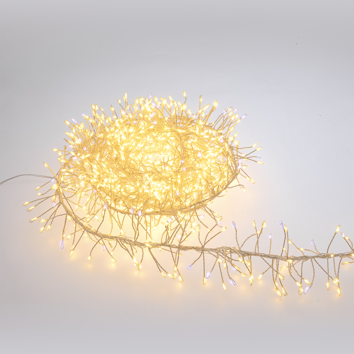 Guirlande Festoon argentée 5 m, 1200 microled blanc chaud et blanc froid, haute densité Guirlande Festoon argentée 5 m, 1200 microled blanc chaud et blanc froid, haute densité