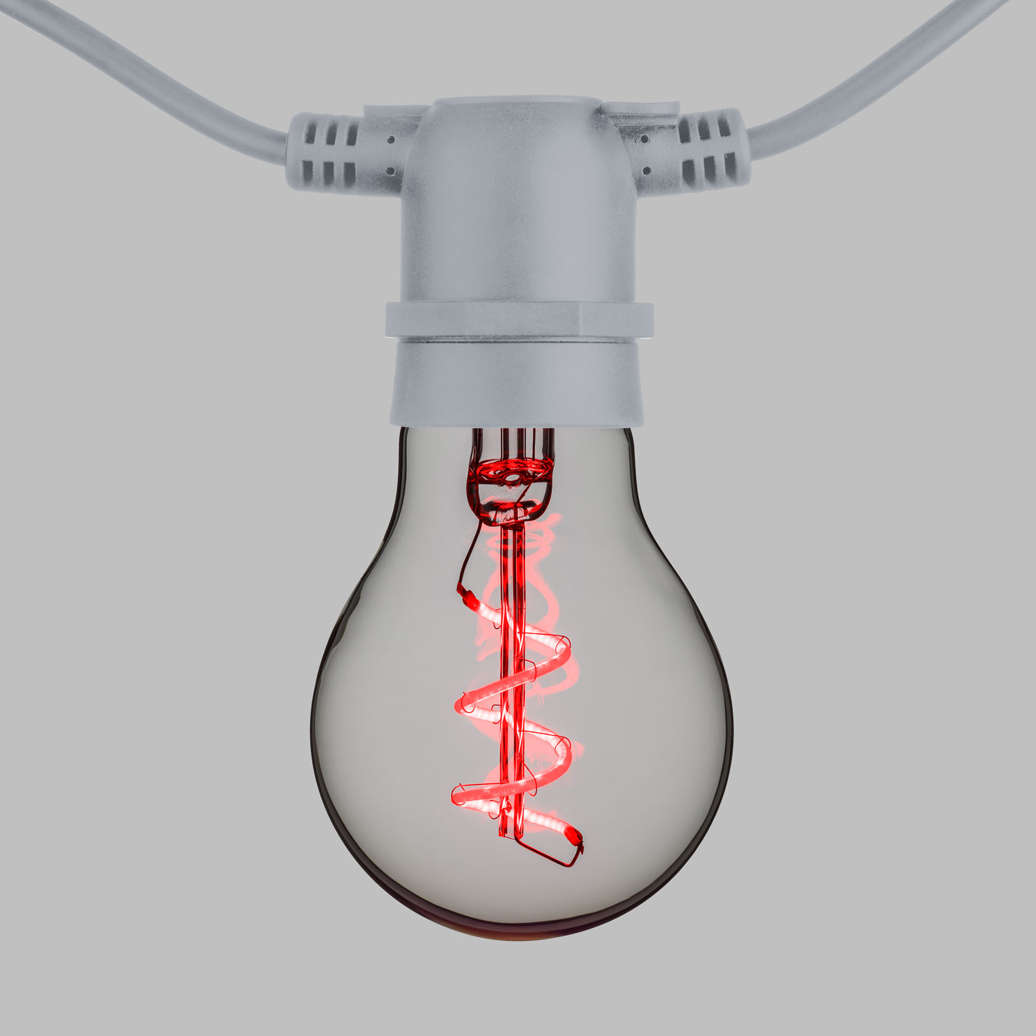 Catena 5 m, 10 lampadine goccia Ø 60 mm, led rosso a spirale, prolungabile 2 Catena 5 m, 10 lampadine goccia Ø 60 mm, led rosso a spirale, prolungabile 2
