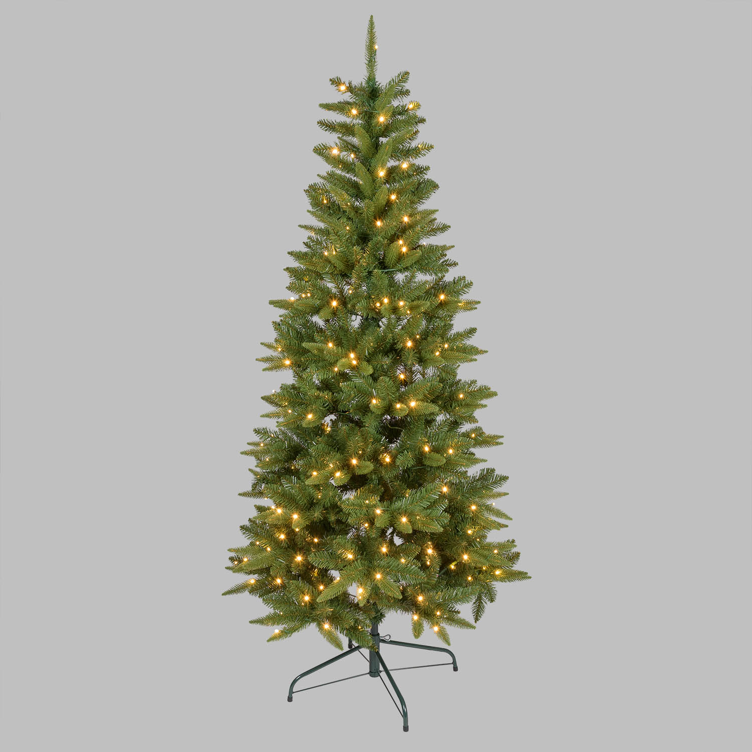 Albero Slim in finto pino 180 cm, 300 led integrati bianco caldo Albero Slim in finto pino 180 cm, 300 led integrati bianco caldo
