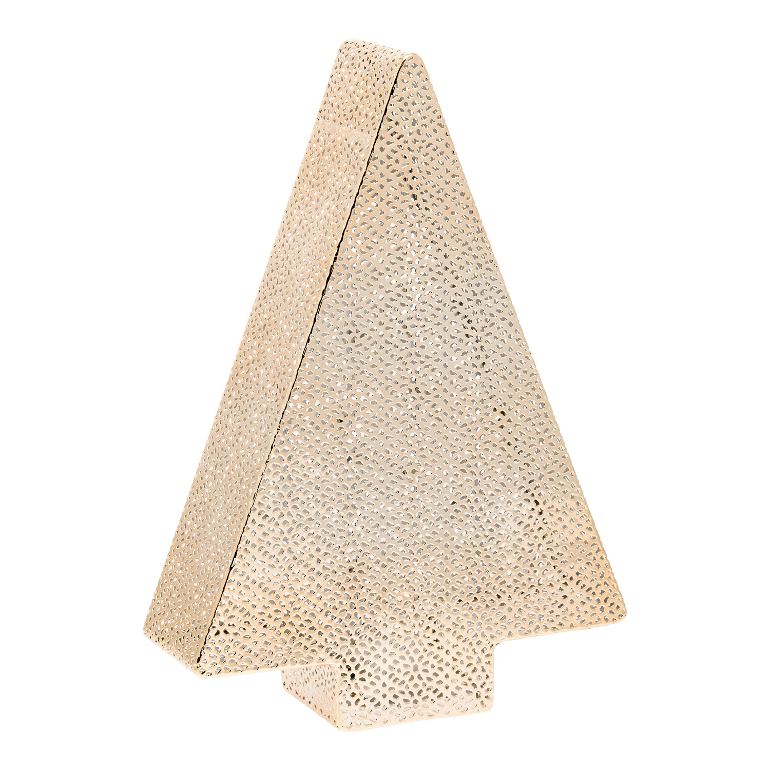 h 38 cm, 30 Warm White LEDs, Champagne Perforated Metal Christmas Tree 3 h 38 cm, 30 Warm White LEDs, Champagne Perforated Metal Christmas Tree 3