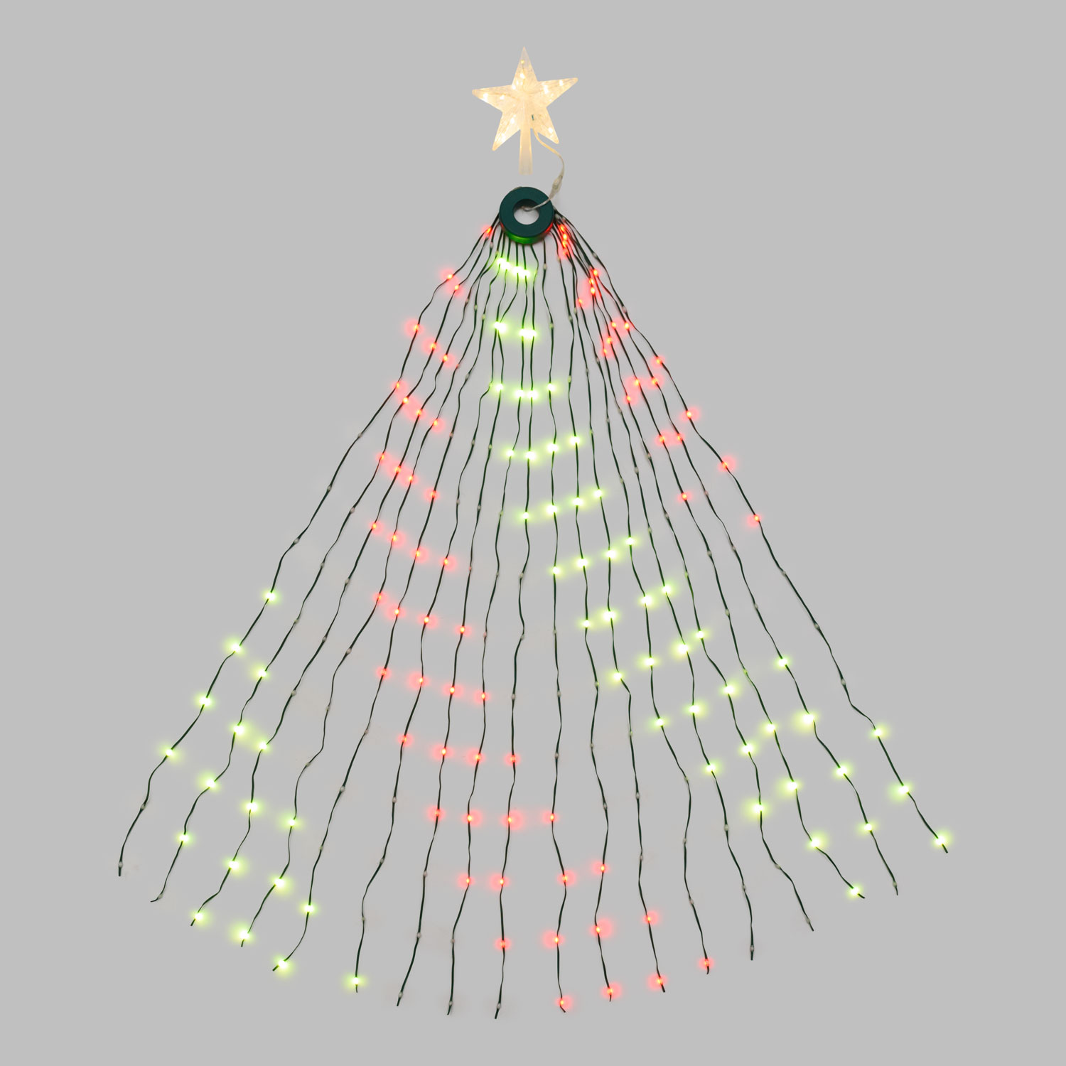 Manto de luces con Estrella para árbol de Navidad h 155 cm, 304 gotas de luz RGB 6 Manto de luces con Estrella para árbol de Navidad h 155 cm, 304 gotas de luz RGB 6