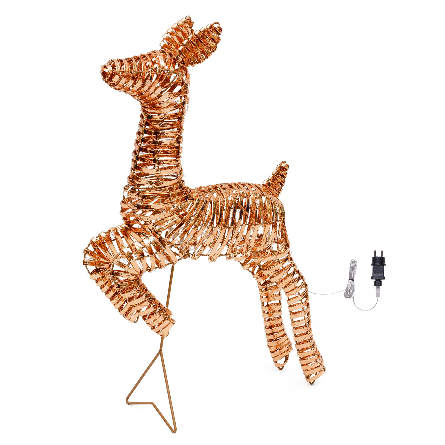 Renna cucciolo a coste 3D Rose Gold, h 70 cm, 400 microled bianco caldo 2
