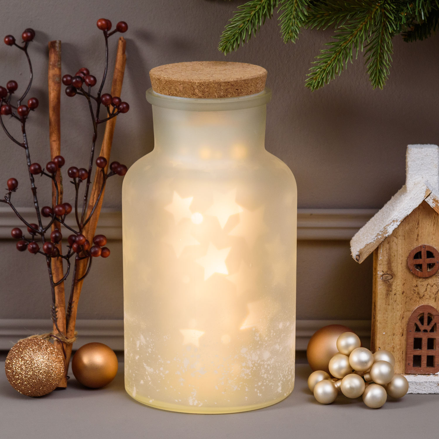 Magic White Glass Dome Vase with Rotating Projection Stars, battery operated, 27 cm Magic White Glass Dome Vase with Rotating Projection Stars, battery operated, 27 cm
