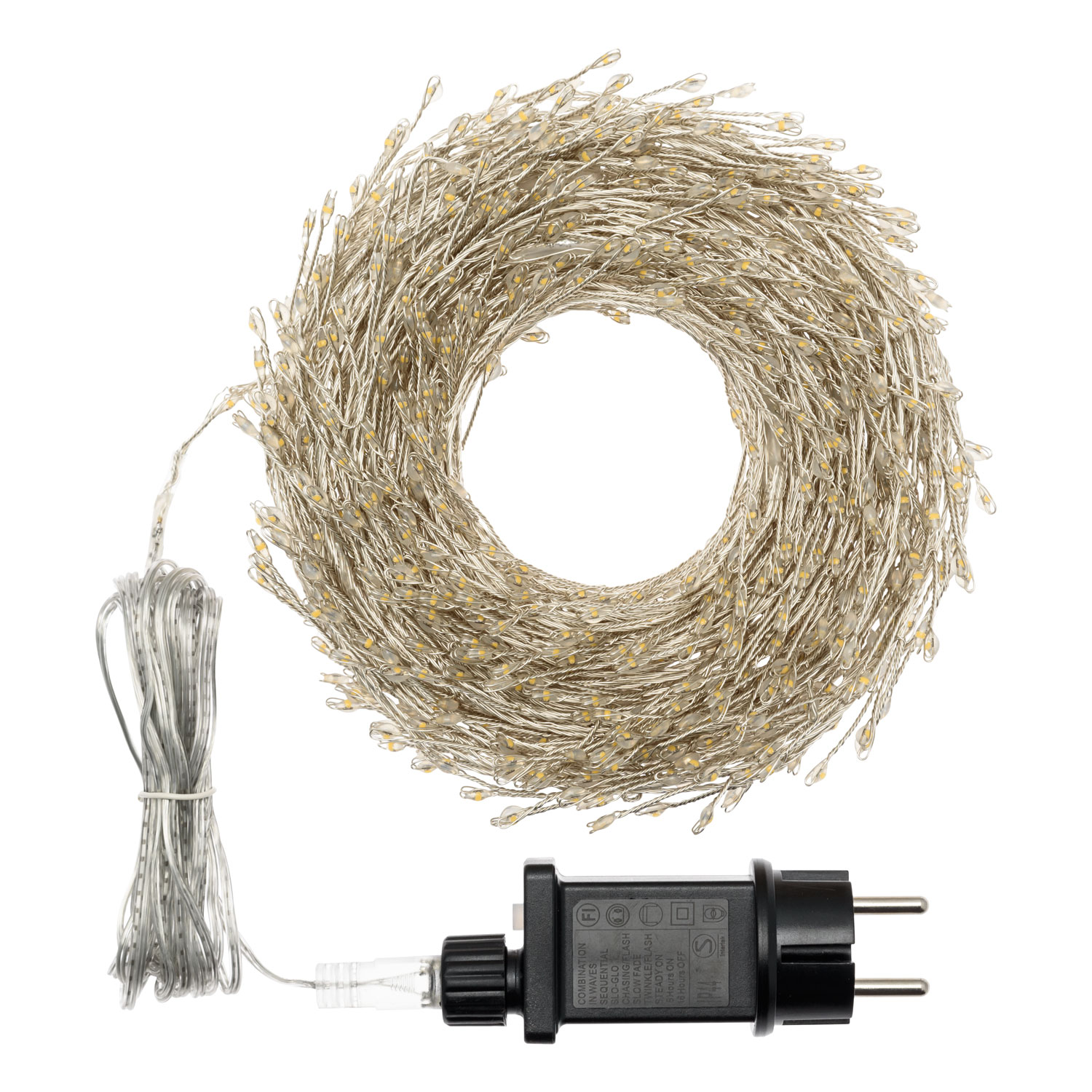 Catena Nastro di Luce 20 m, 1000 Micro led bianco caldo, cavo argento 5 Catena Nastro di Luce 20 m, 1000 Micro led bianco caldo, cavo argento 5