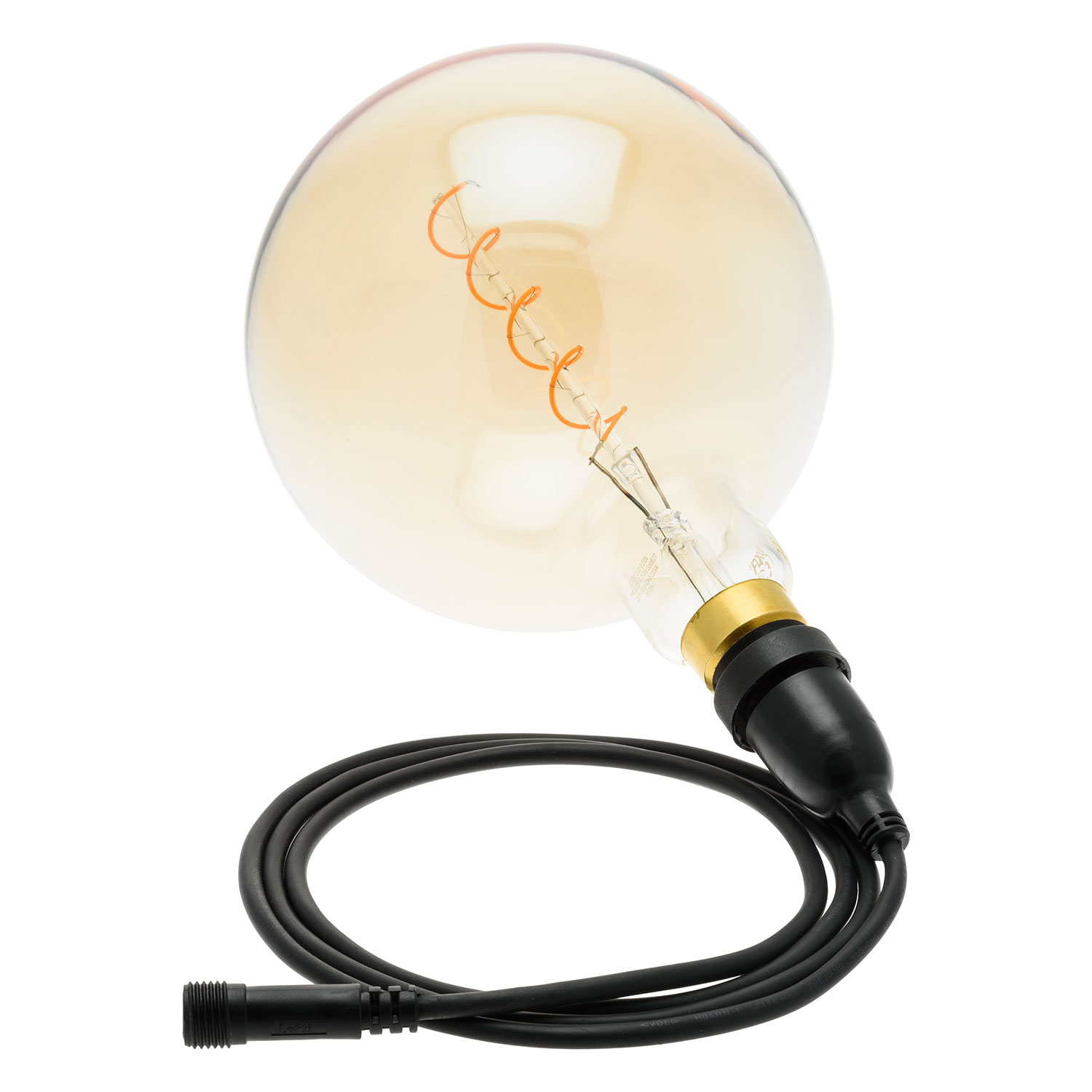Lampadina da 4 Watt maxi globo Ø 200 mm a sospensione, led a spirale, 2 metri di cavo nero Lampadina da 4 Watt maxi globo Ø 200 mm a sospensione, led a spirale, 2 metri di cavo nero