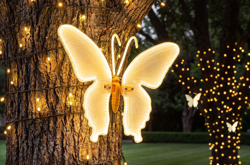Papillon lumineux à suspendre aux ailes mobiles