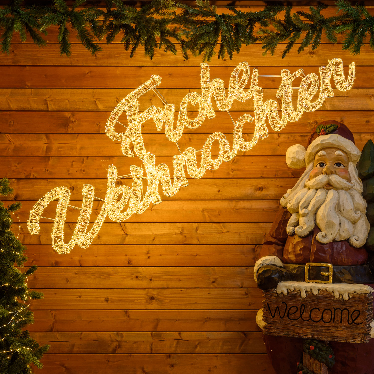3D Leuchtschrift Frohe Weihnachten 170 x h 55 cm, 5400 MicroLEDs kalt- und warmweiß