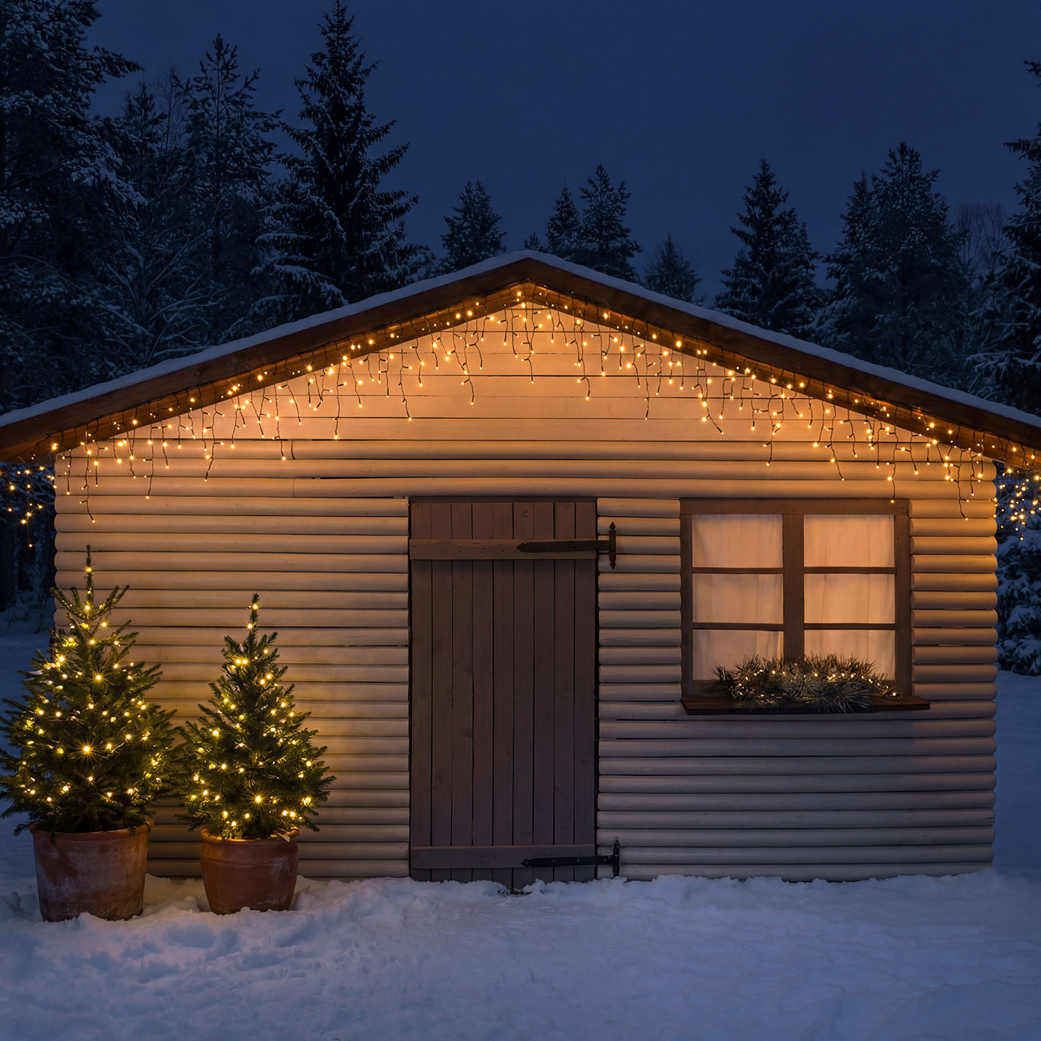 Eisregen Connect+ 5 m x H 0,36 m, 400 LEDs Warmweiß, grünes Kabel, erweiterbar 5