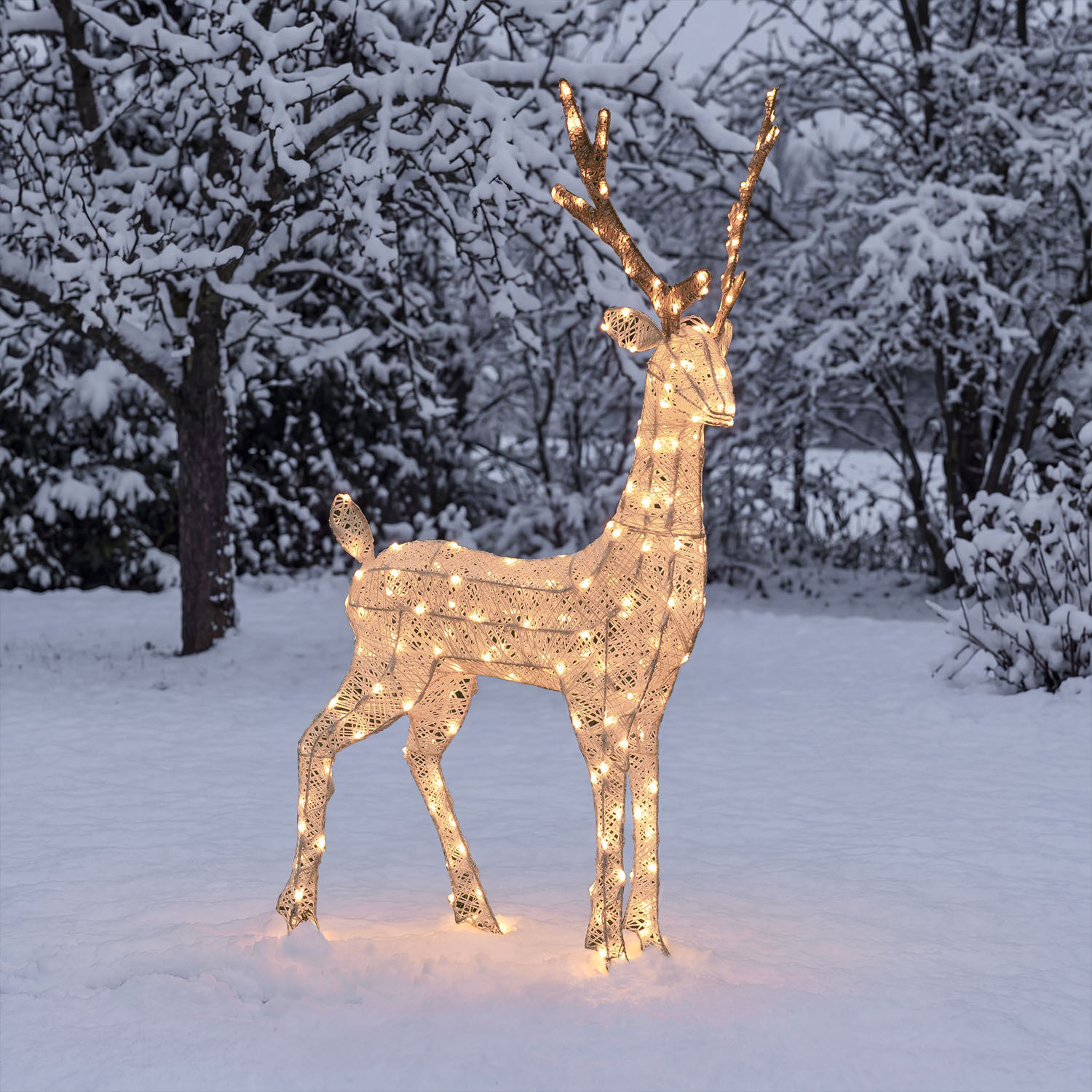 Renna 3D Light Cream & Brown, h 105 cm, 200 Dual LED bianco extra caldo e bianco freddo 12