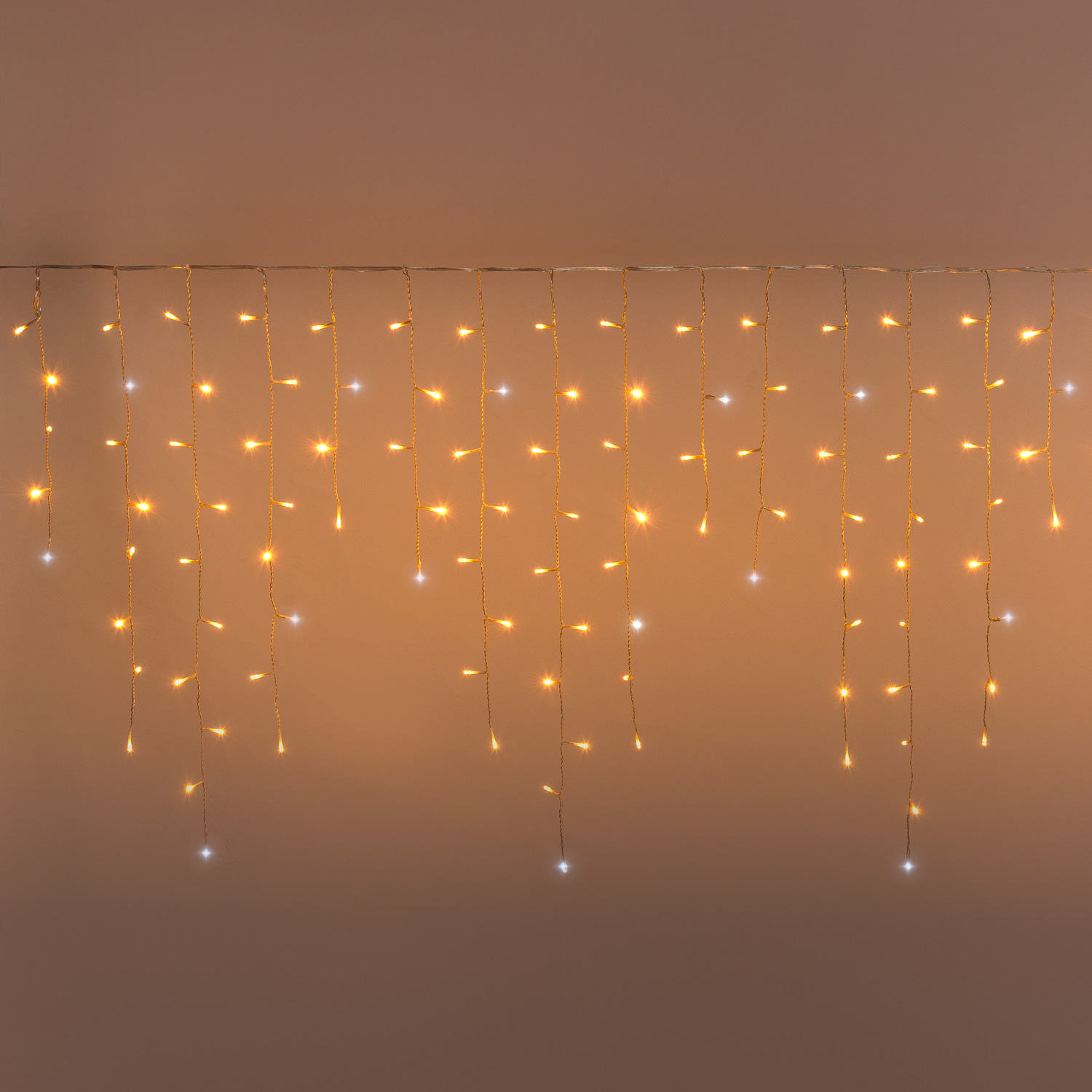 Stalattite Connect+ 5 x h 0,8 m, 350 led bianco caldo e bianco freddo, cavo trasparente, prolungabile 4