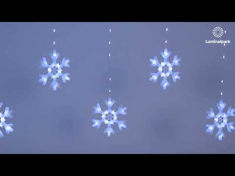 Stalattite con 14 cristalli di neve, 3,25 x h 1,15 m, 420 Gocce di Luce, led bianco freddo, cavo trasparente 2