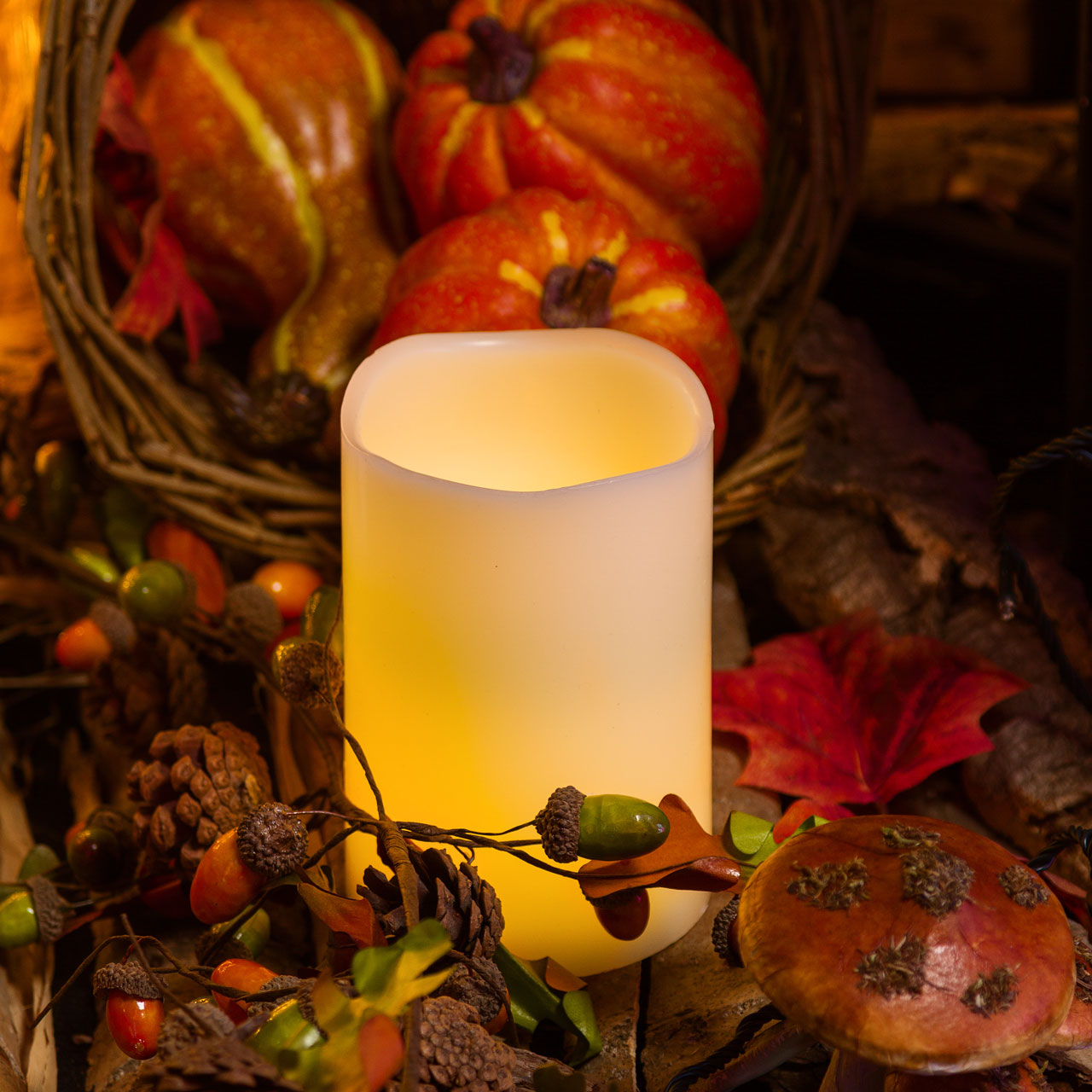 Candela avorio h 15 cm, led bianco caldo 5 Candela avorio h 15 cm, led bianco caldo 5