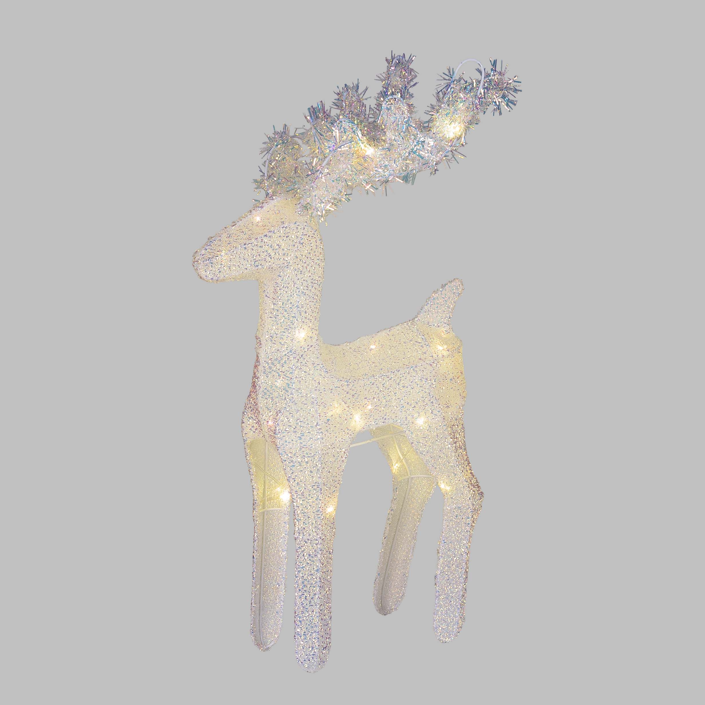 Renna luminosa 3D in Tessuto Bianco Iridescente, 45 cm, led bianco caldo, uso interno Renna luminosa 3D in Tessuto Bianco Iridescente, 45 cm, led bianco caldo, uso interno