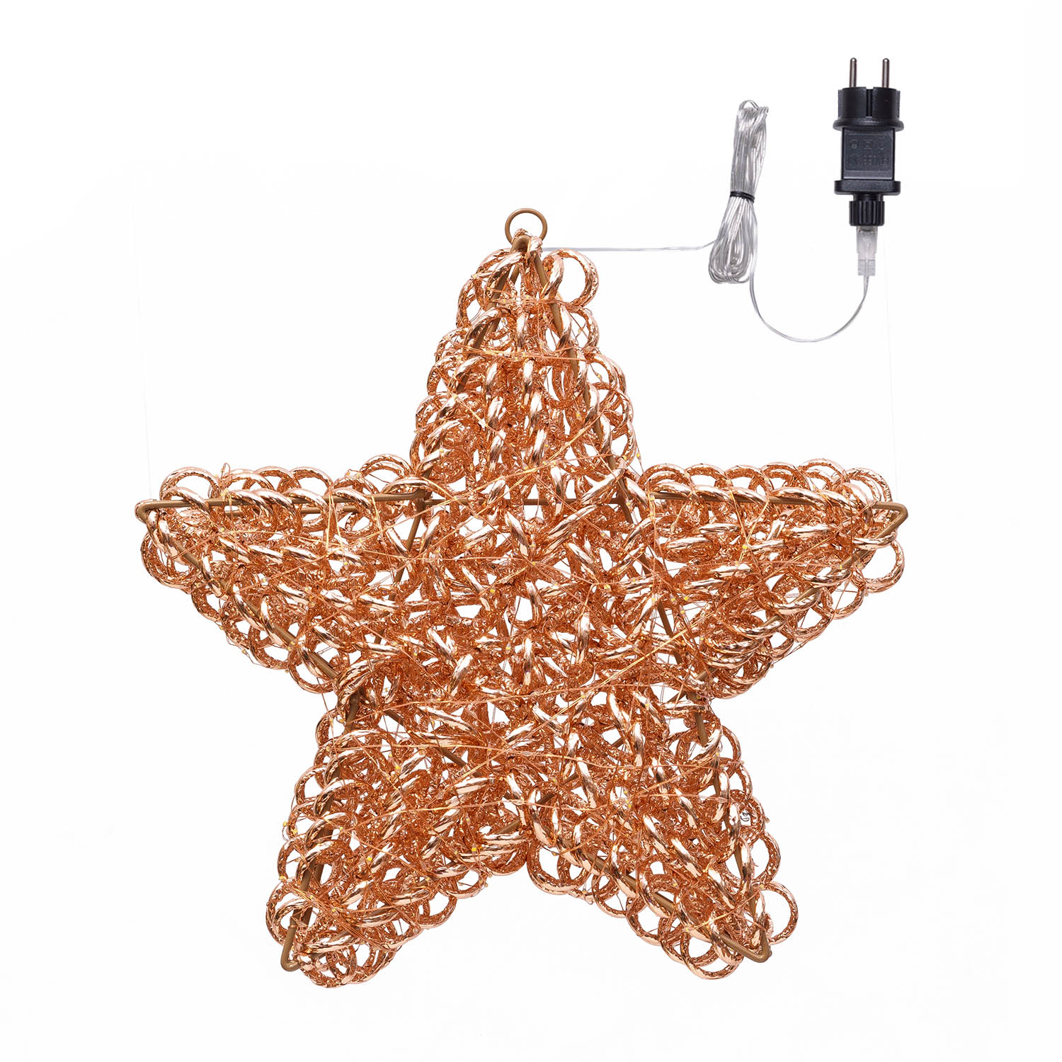 Stella in metallo 3D Rose Gold, filo a spirale, ∅38 cm, 400 microled bianco caldo 2